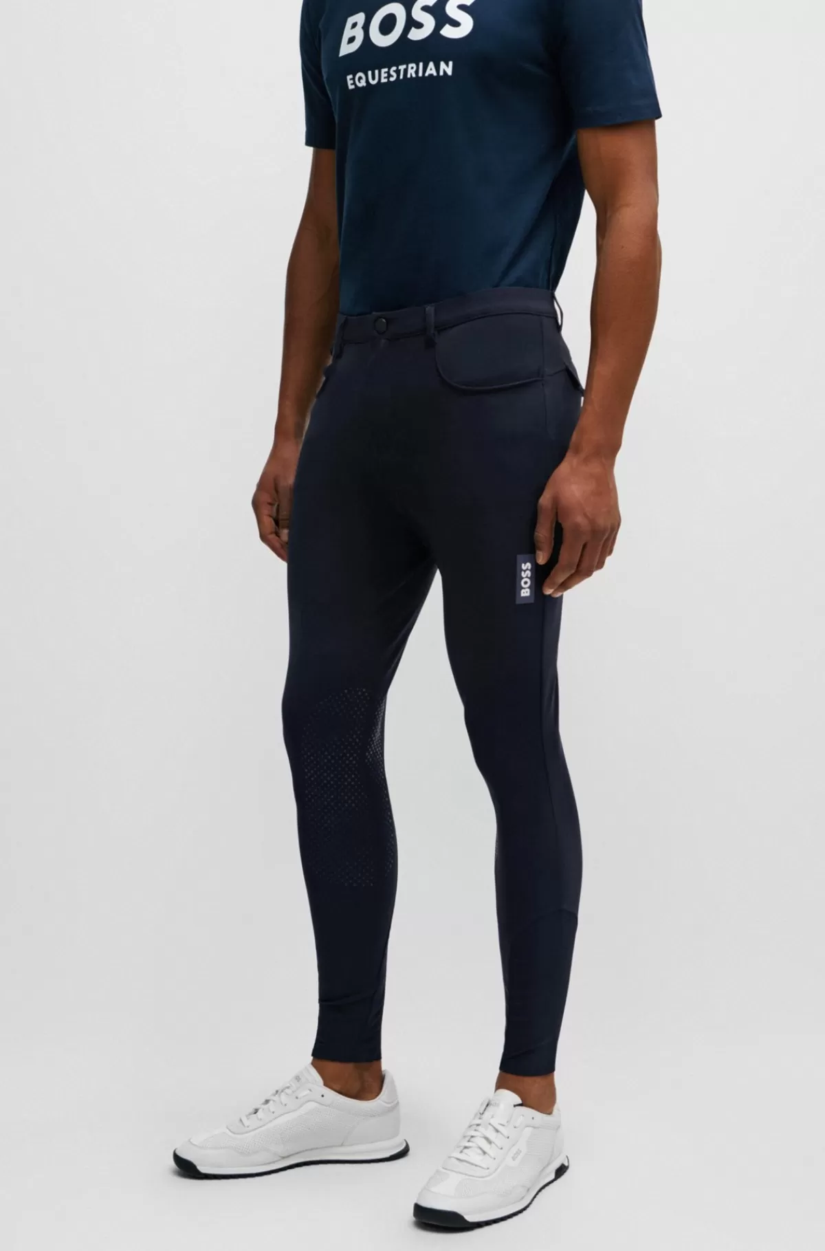 HUGO BOSS Ridebukser Til Hestesport Med Knæstøtter Mørkeblå Clearance