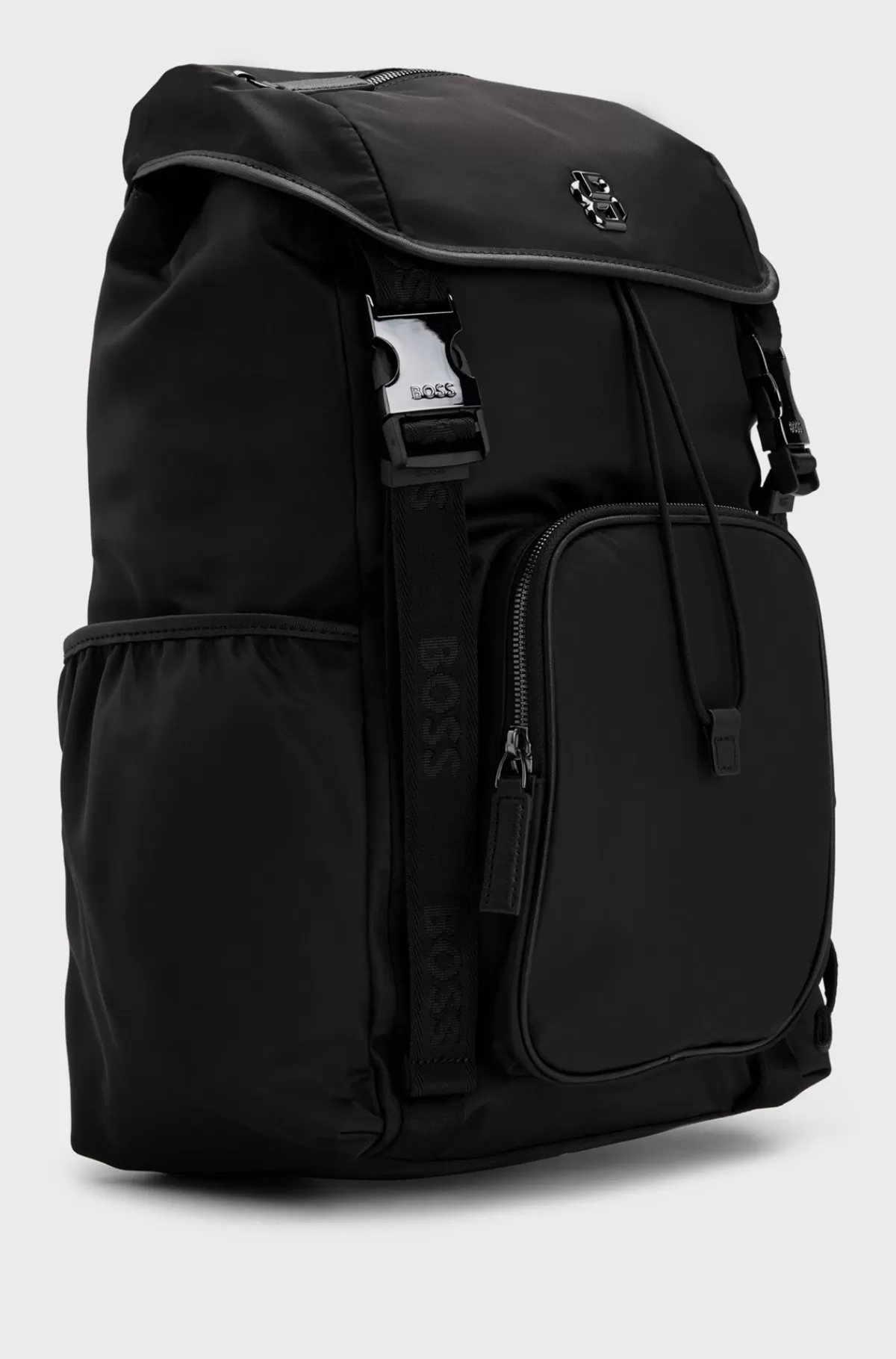 HUGO BOSS Rygsæk I Mat Twill Med Dobbeltmonogram Og Fuld Foring Sort Online