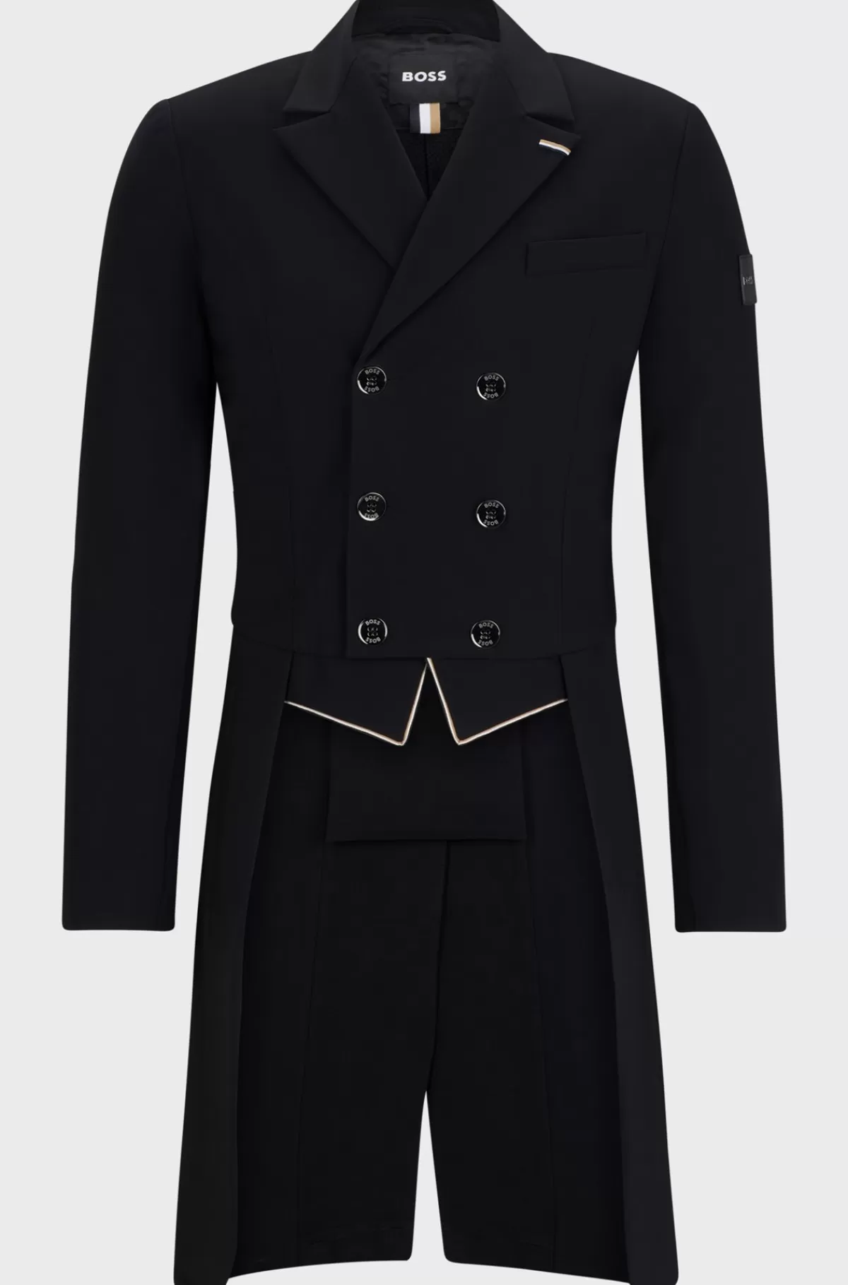 HUGO BOSS Rytterfrakke I Super Strækbart Materiale Sort Flash Sale