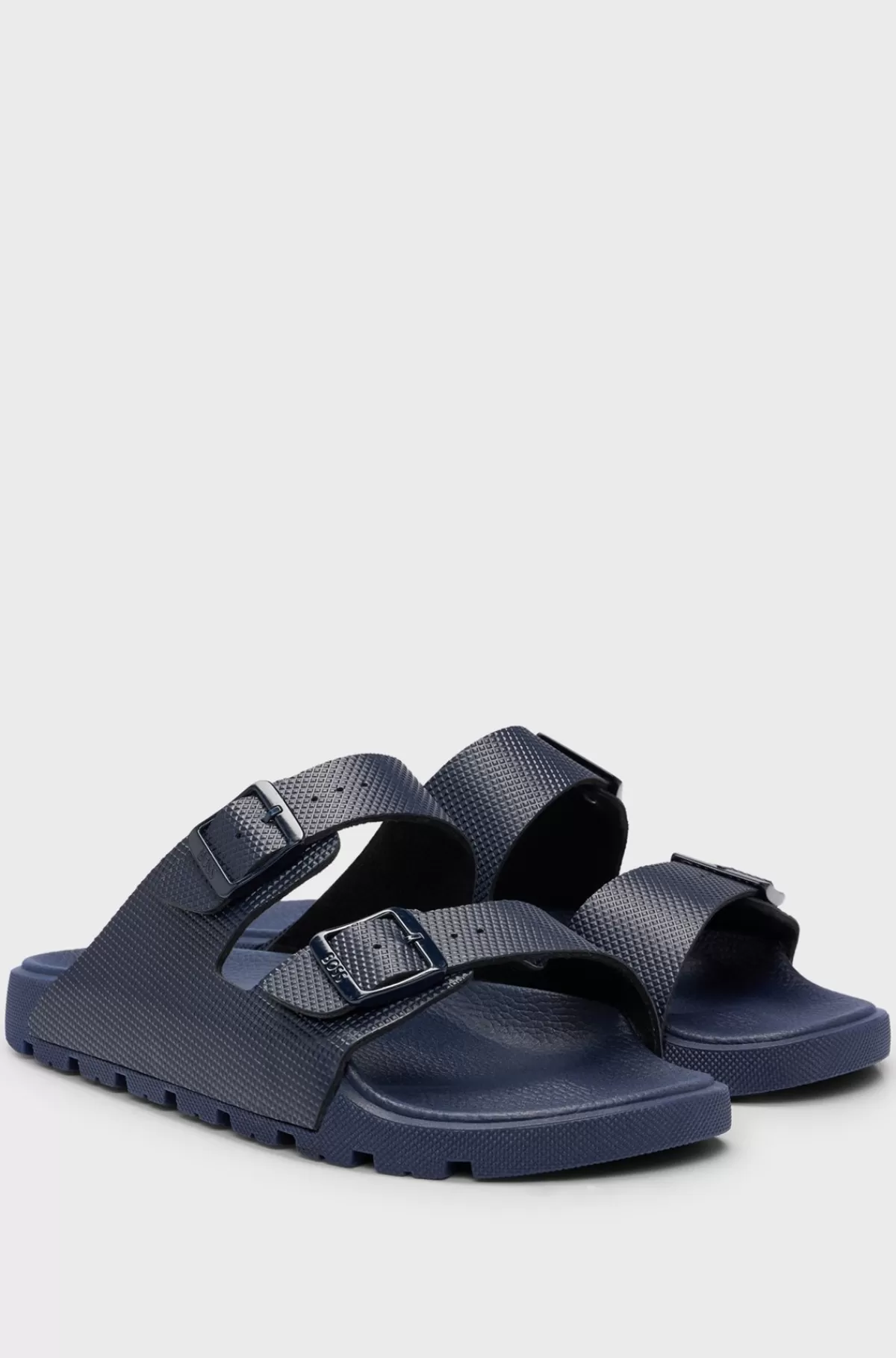 HUGO BOSS Sandaler Til Alle Køn Med Dobbeltrem Og Struktureret Overdel Mørkeblå Online