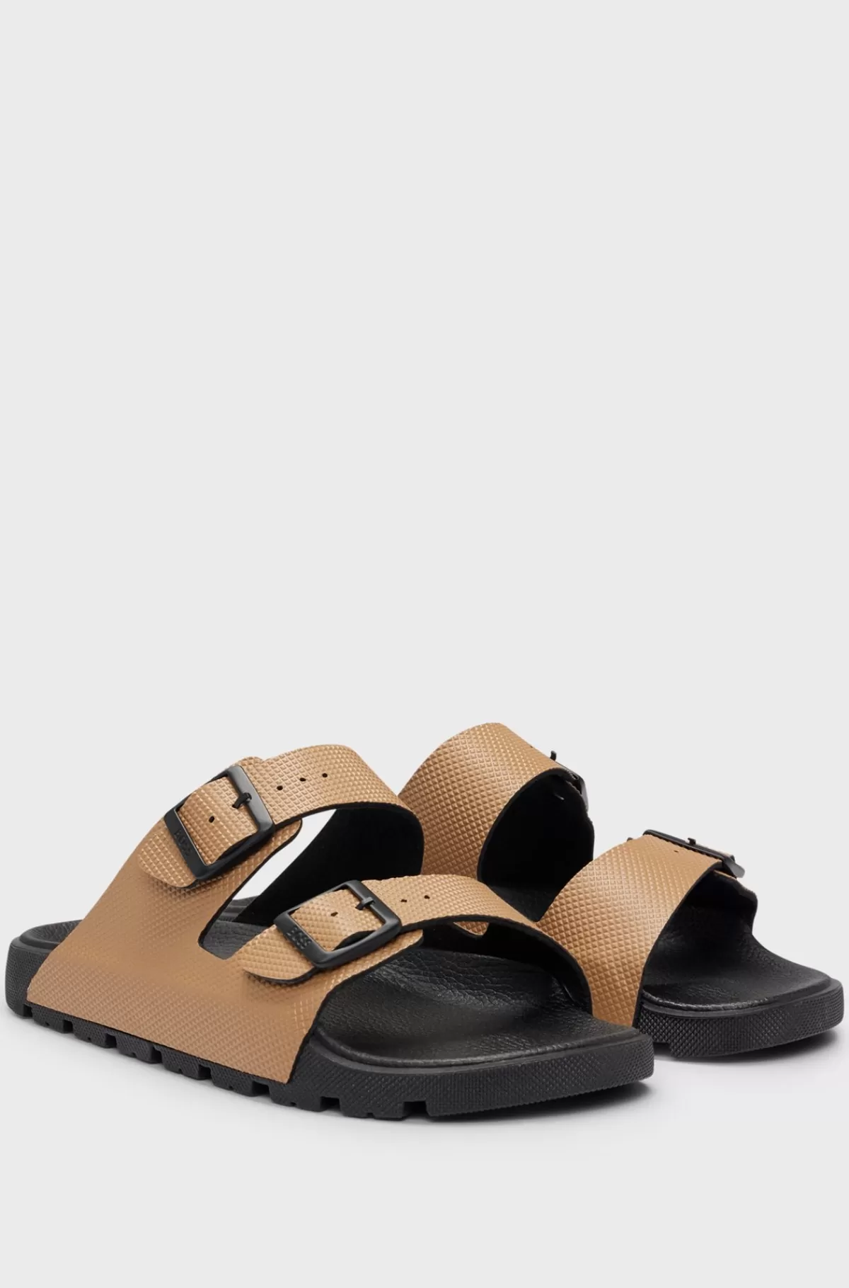 HUGO BOSS Sandaler Til Alle Køn Med Dobbeltrem Og Struktureret Overdel Lys beige Online