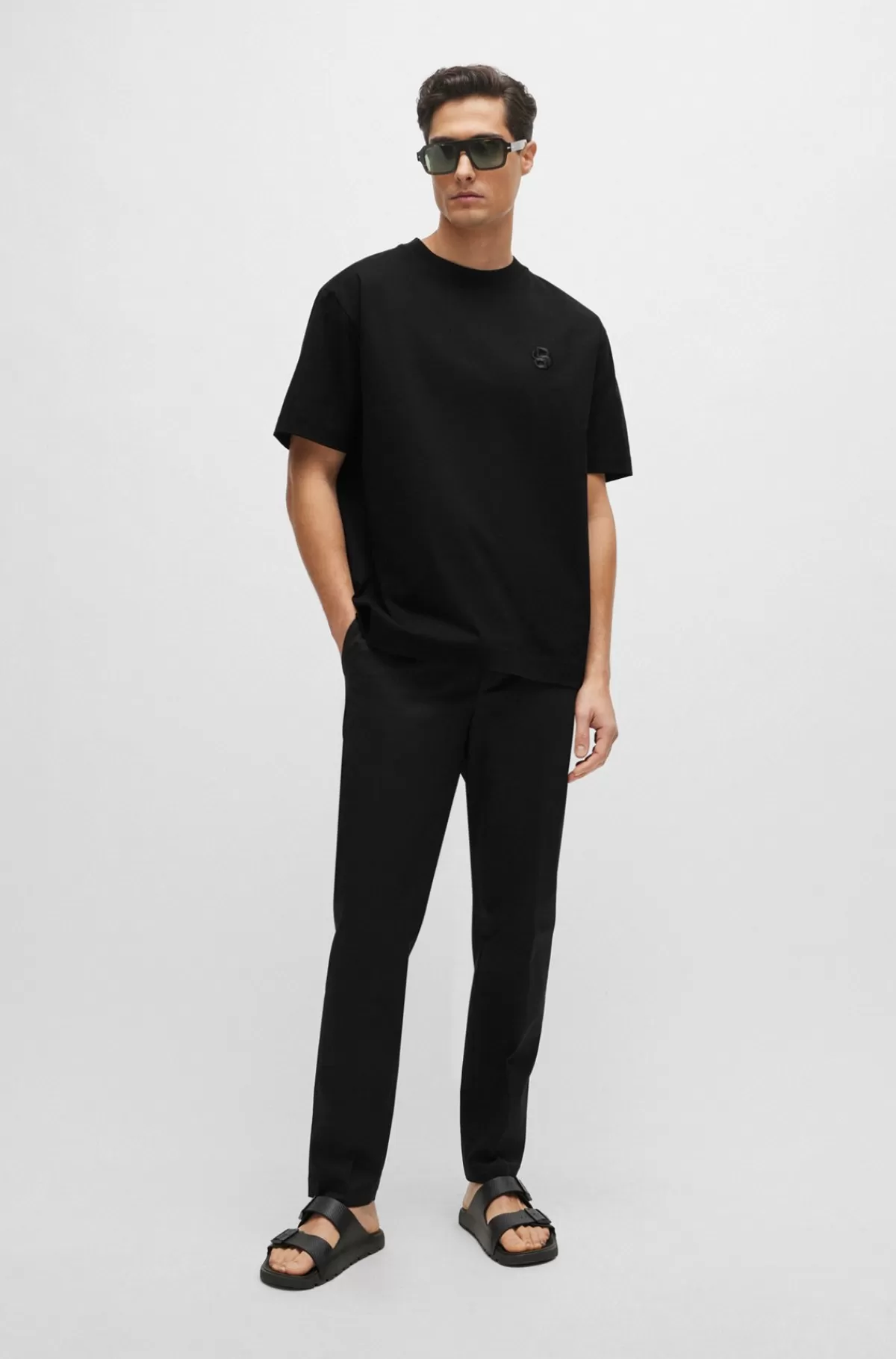 HUGO BOSS Sandaler Til Alle Køn Med Dobbeltrem Og Struktureret Overdel Sort Flash Sale