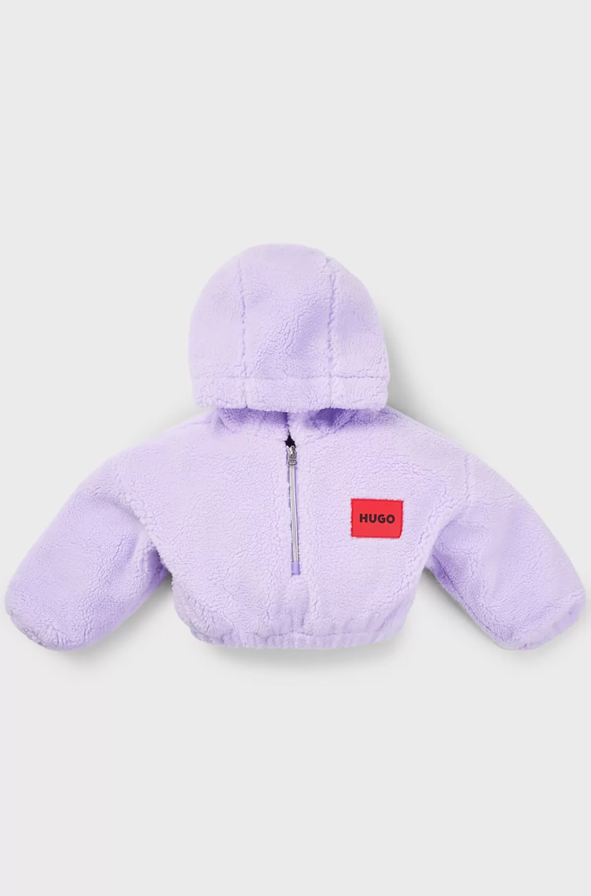 HUGO BOSS Sherpahættetrøje Til Børn Med Broderet Logo På Ryggen Lyslilla Shop