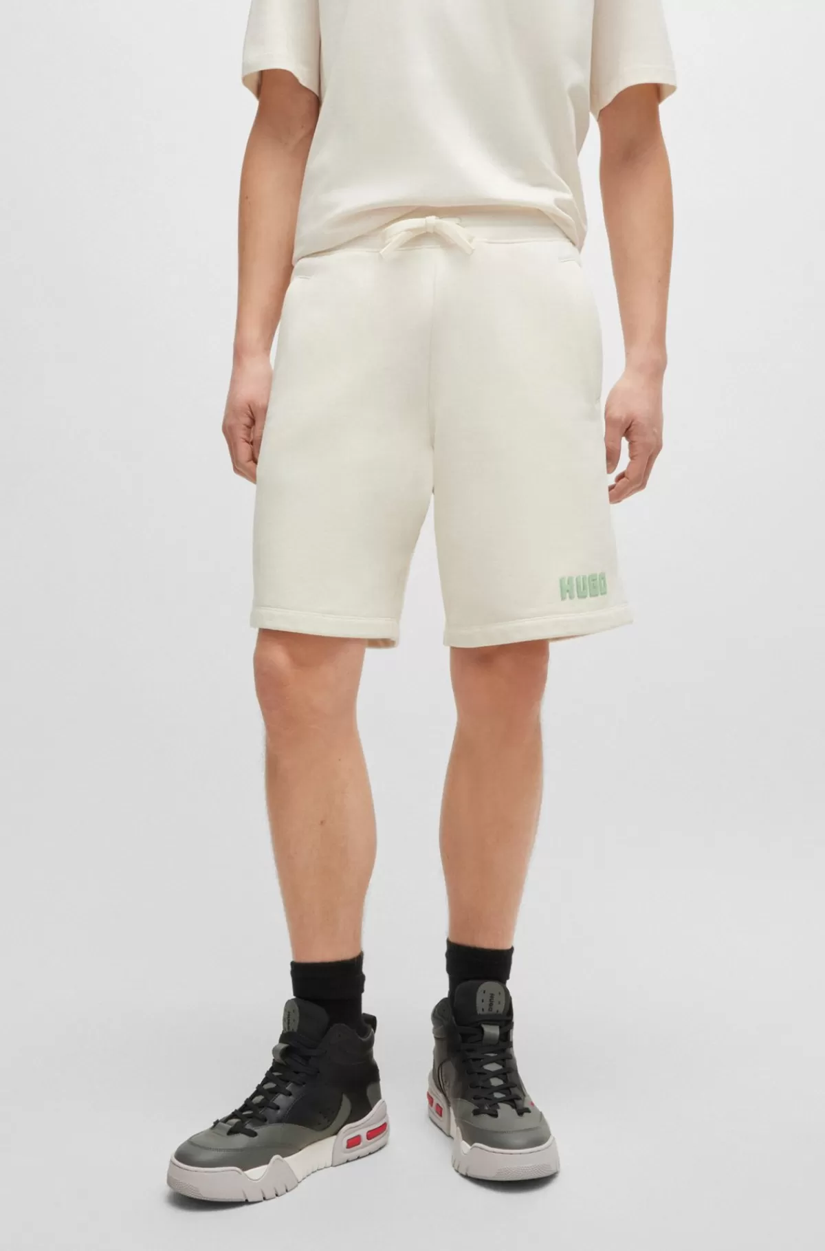 HUGO BOSS Shorts I Bomuldsfrotté Med Relaxed Fit Og Logodetalje Naturlig Outlet