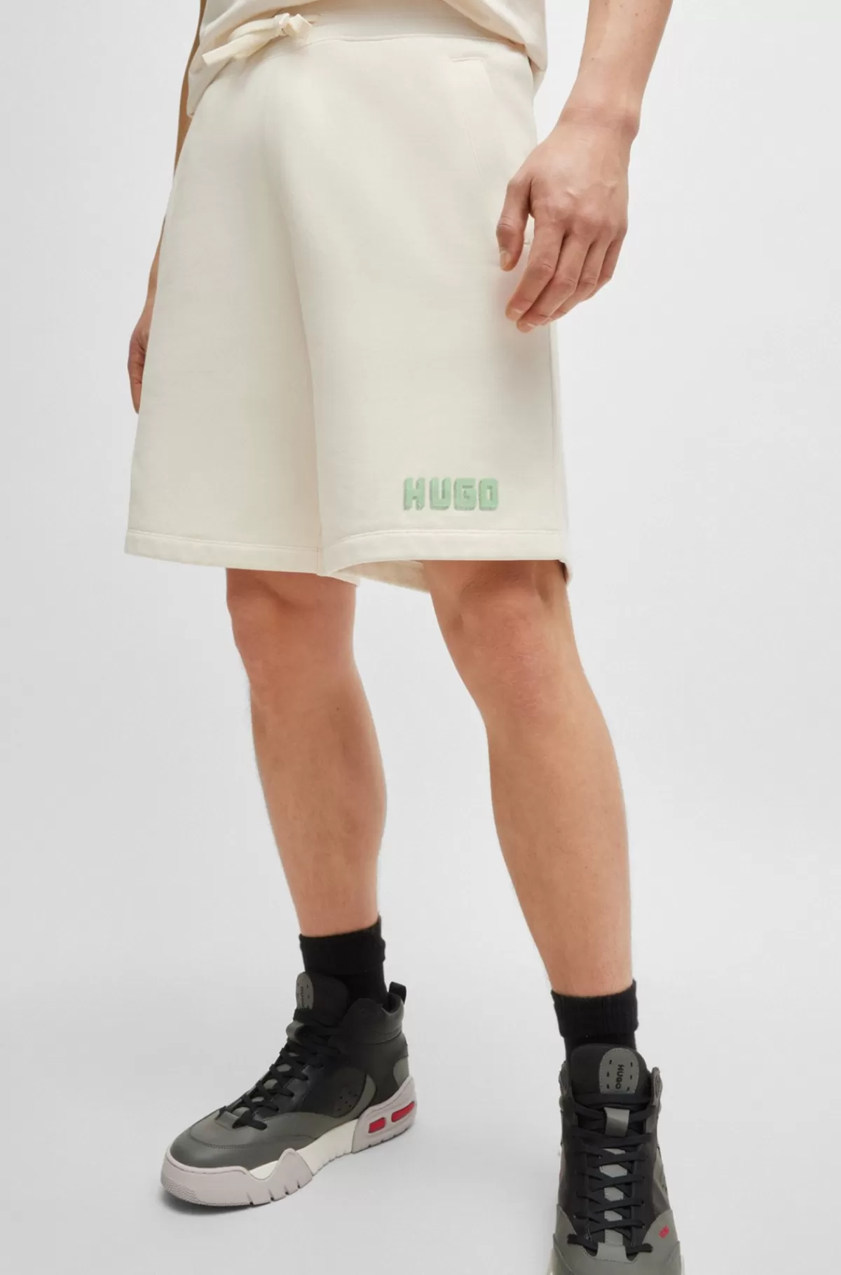 HUGO BOSS Shorts I Bomuldsfrotté Med Relaxed Fit Og Logodetalje Naturlig Outlet