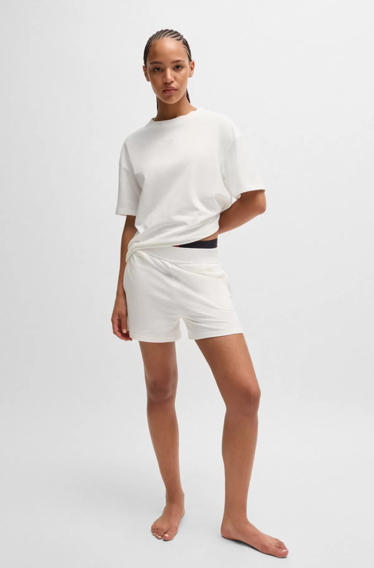 HUGO BOSS Shorts Med Relaxed Fit Og Silikonelogo Hvid Best Sale