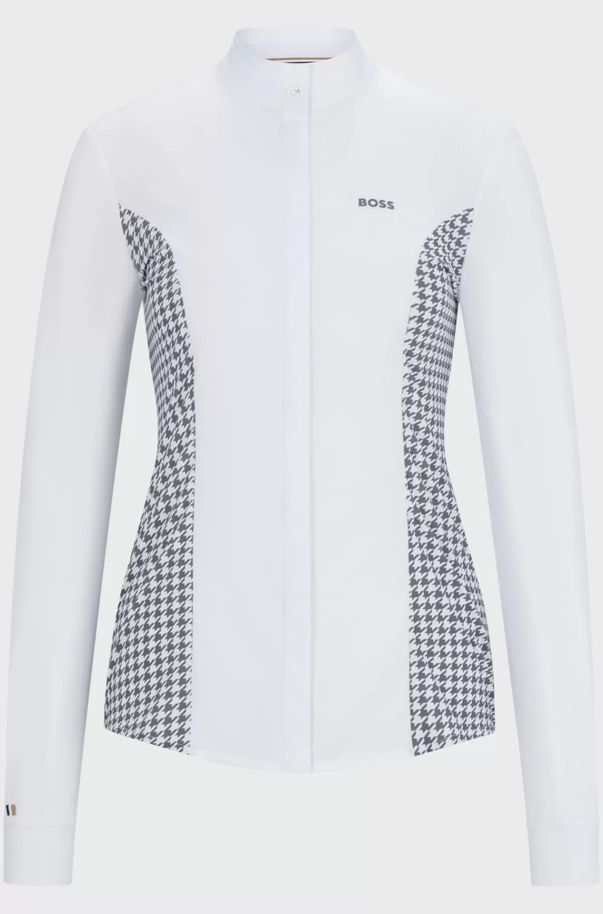HUGO BOSS Showskjorte Til Hestesport Med Indsats Med Hanefjedstern Hvid New