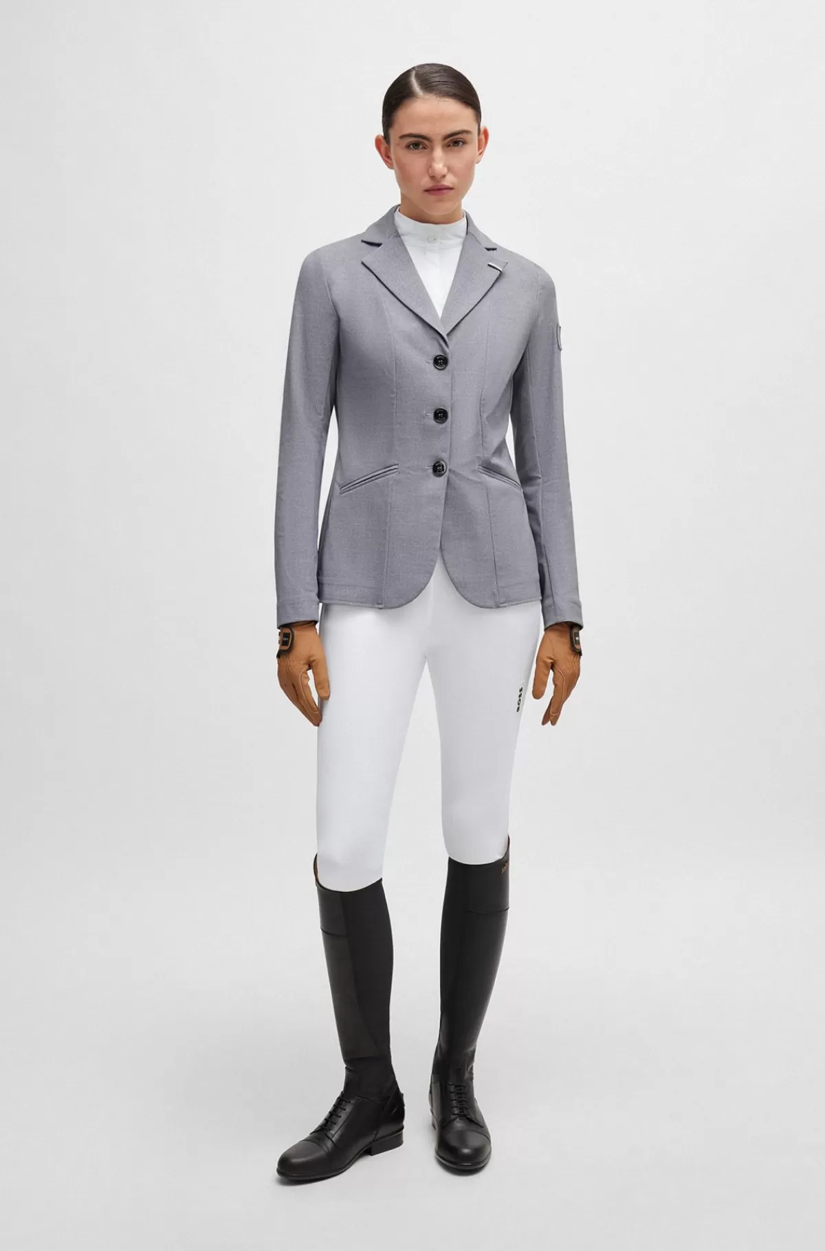 HUGO BOSS Showskjorte Til Hestesport Med Indsats Med Hanefjedstern Hvid New