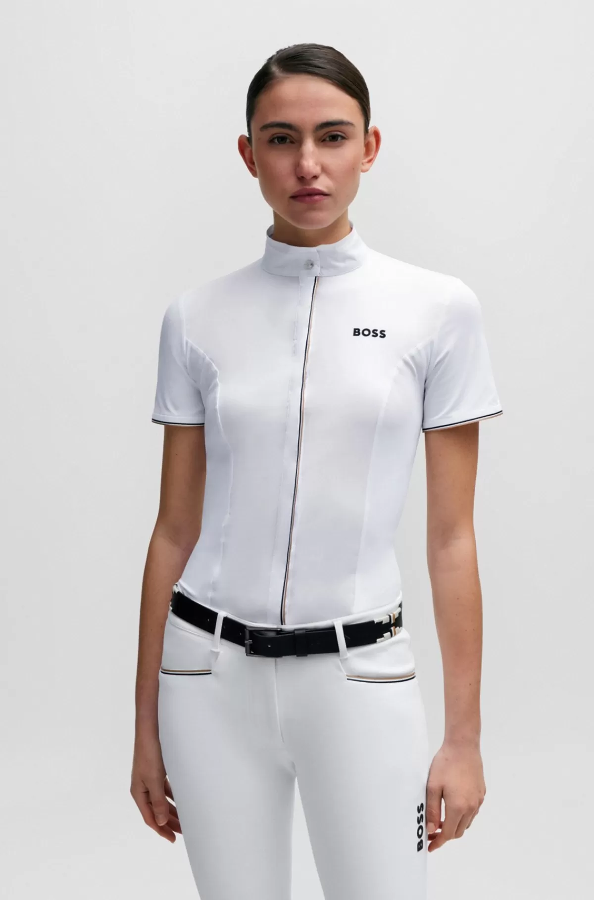 HUGO BOSS Showskjorte Til Hestesport Med Strækbomuld I Midterstykket Hvid Cheap