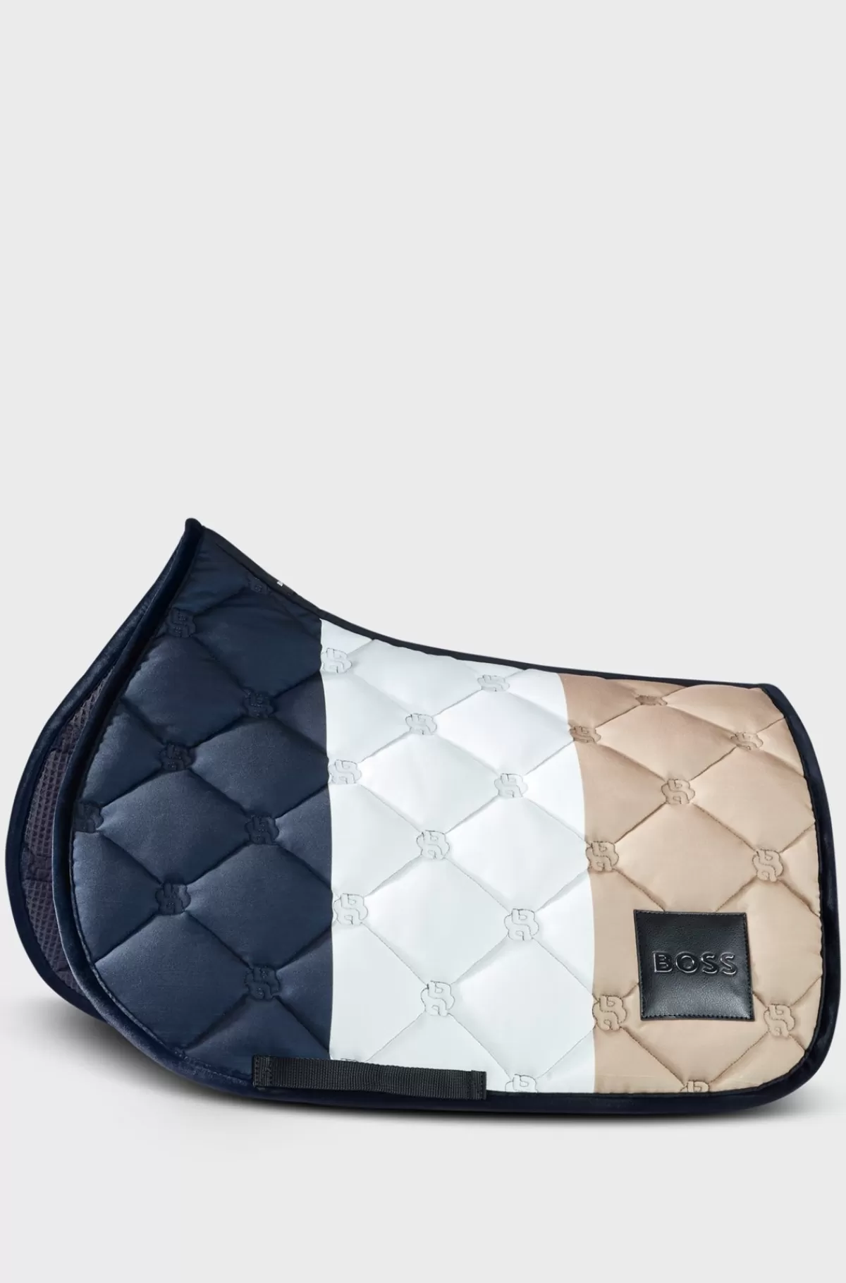 HUGO BOSS Signaturstribet Springsadelunderlag Til Hestesport Med Dobbelt B-monogrammer Beige Clearance
