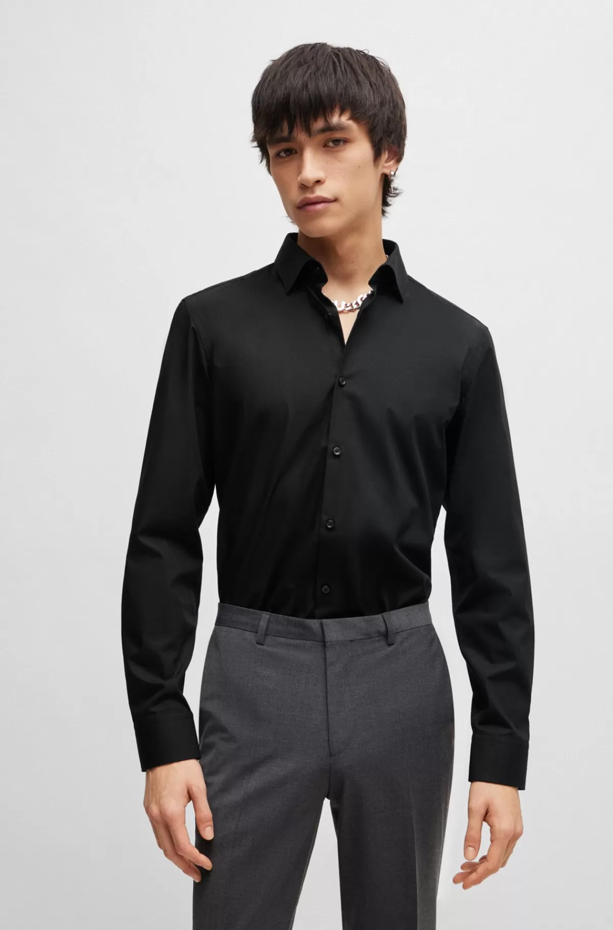 HUGO BOSS Skjorte I Slank Pasform I Bomuldspoplin, Der Er Let At Stryge Sort Flash Sale