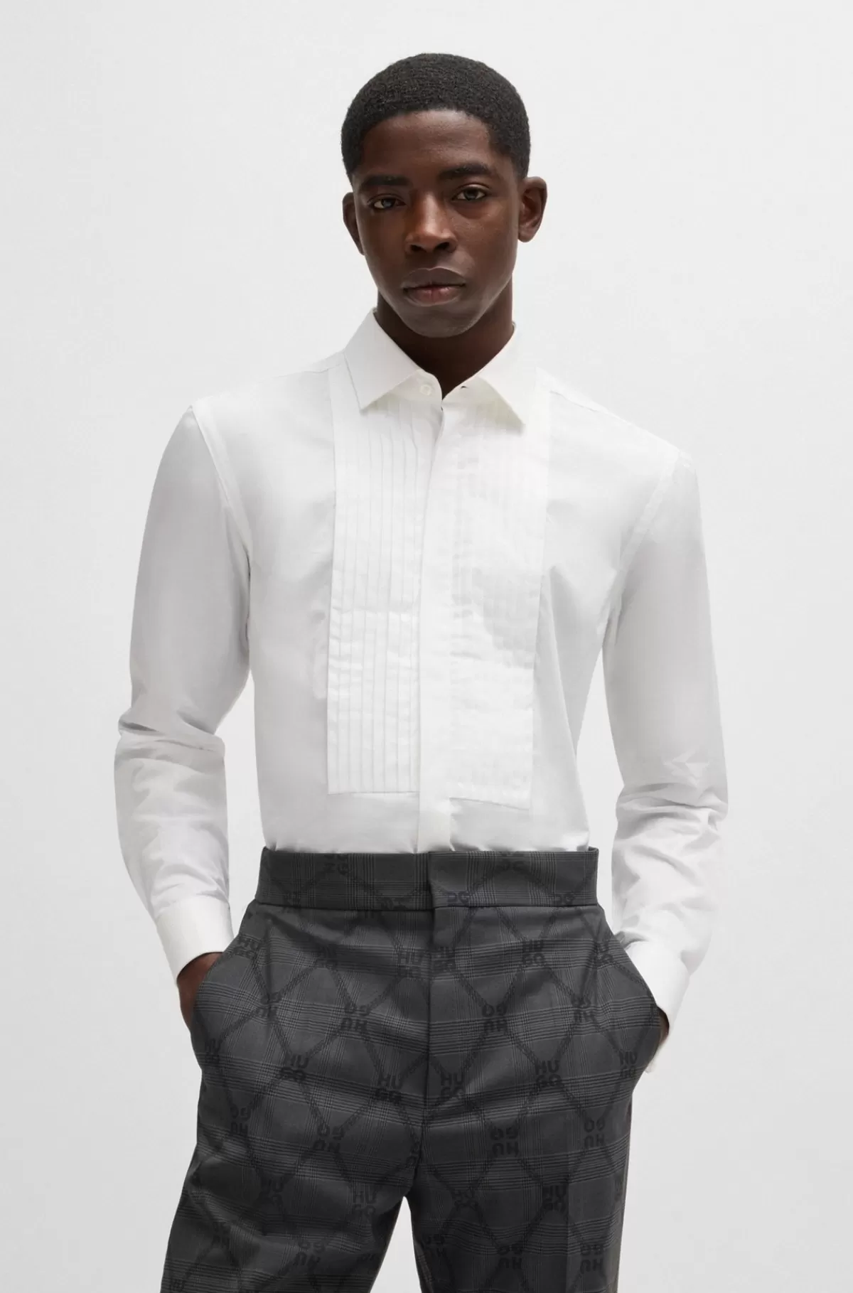 HUGO BOSS Skjorte Med Slim Fit I Strygelet Bomuldspoplin Hvid Online