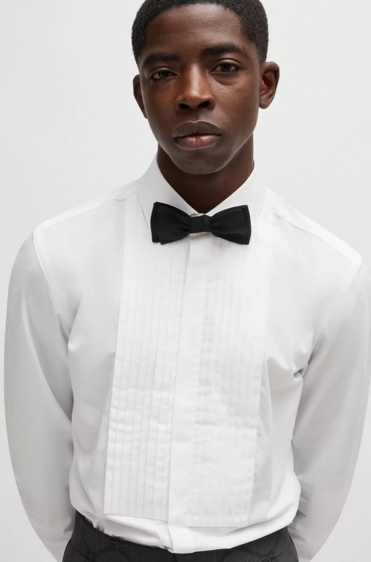 HUGO BOSS Skjorte Med Slim Fit I Strygelet Bomuldspoplin Hvid Online