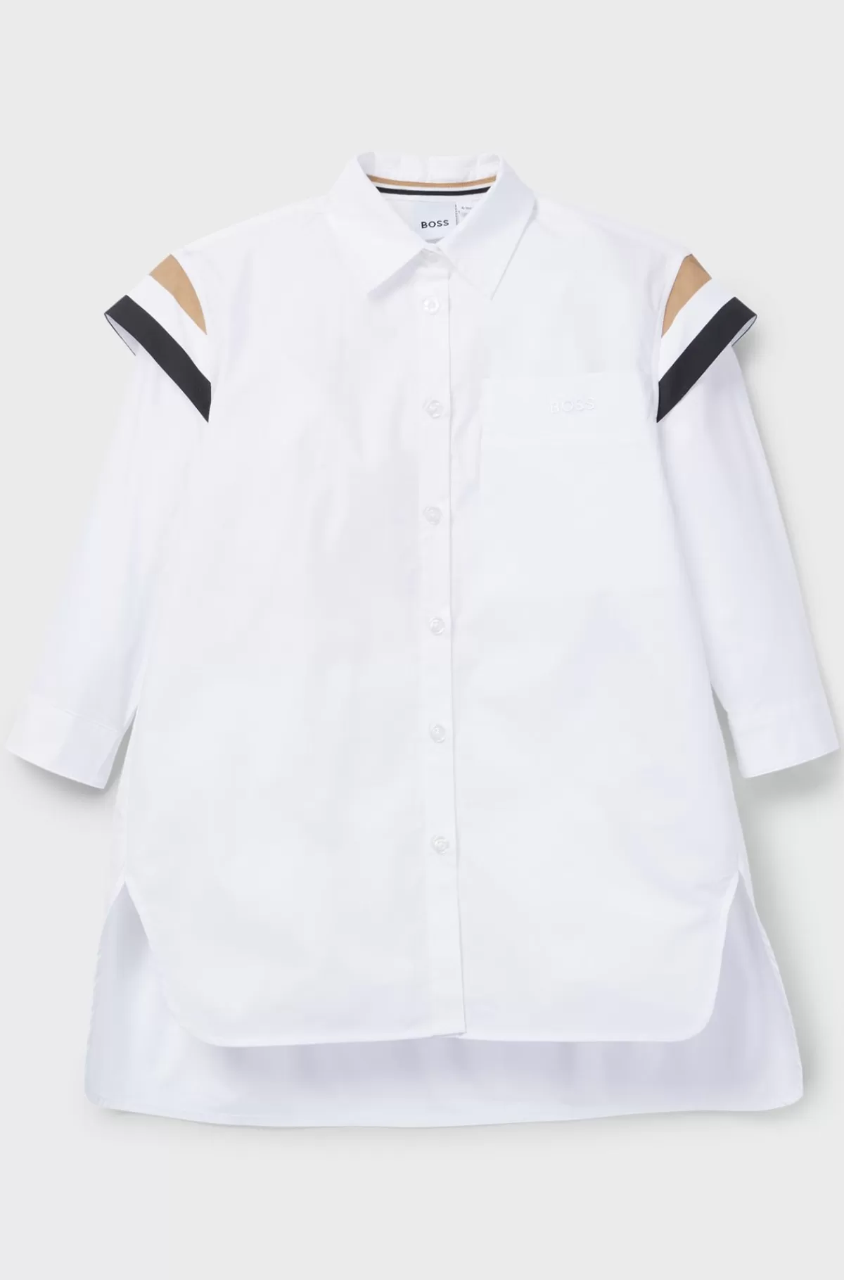 HUGO BOSS Skjortekjole Til Børn Med Signaturstriber Hvid Best
