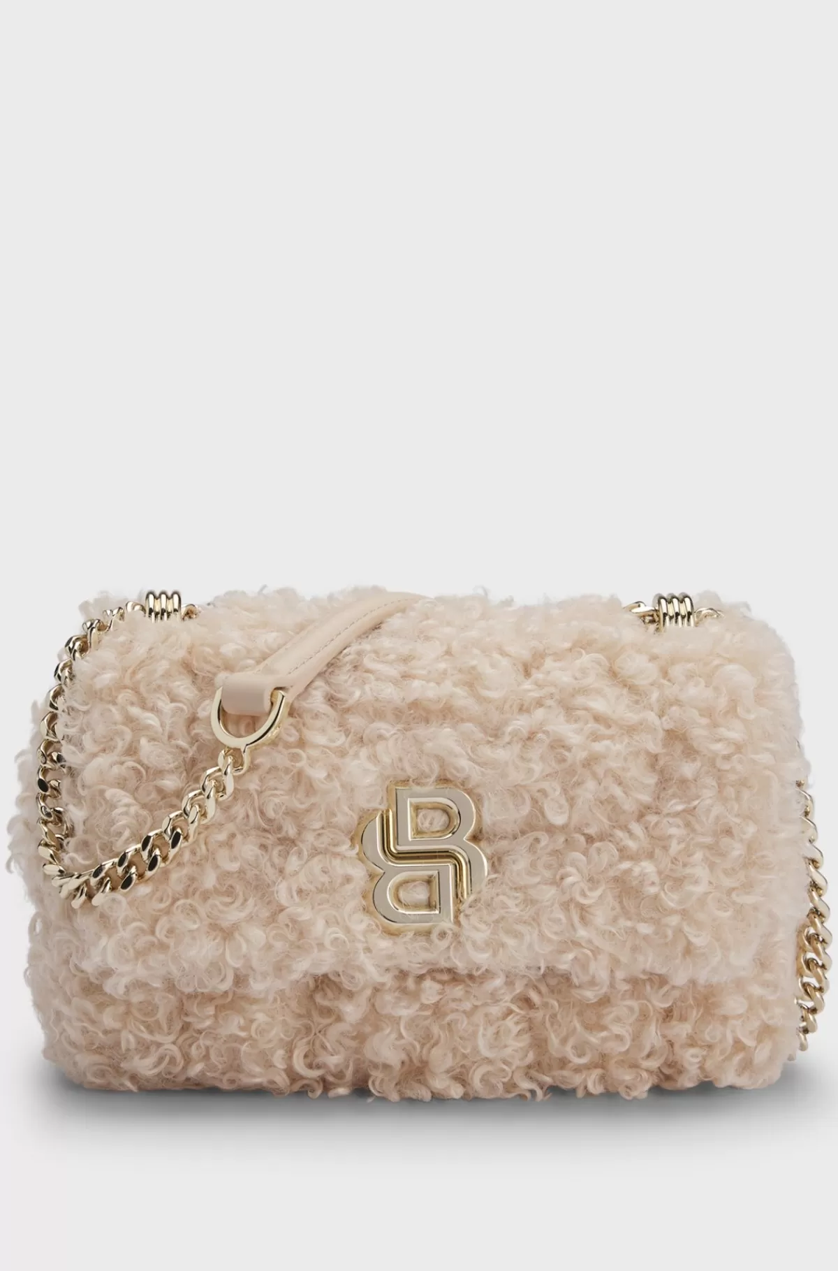 HUGO BOSS Skuldertaske I Imiteret Rulam Med Dobbelt B-monogram Lys beige Clearance