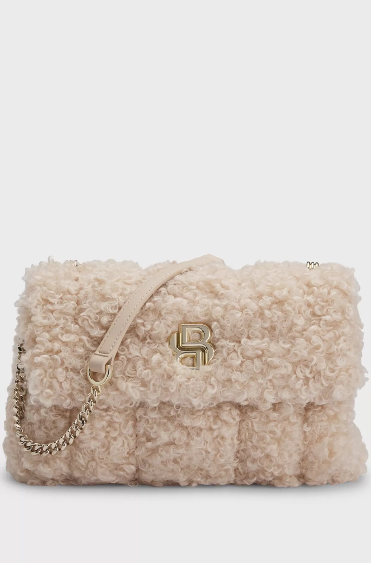 HUGO BOSS Skuldertaske I Imiteret Rulam Med Dobbelt B-monogram Lys beige Shop