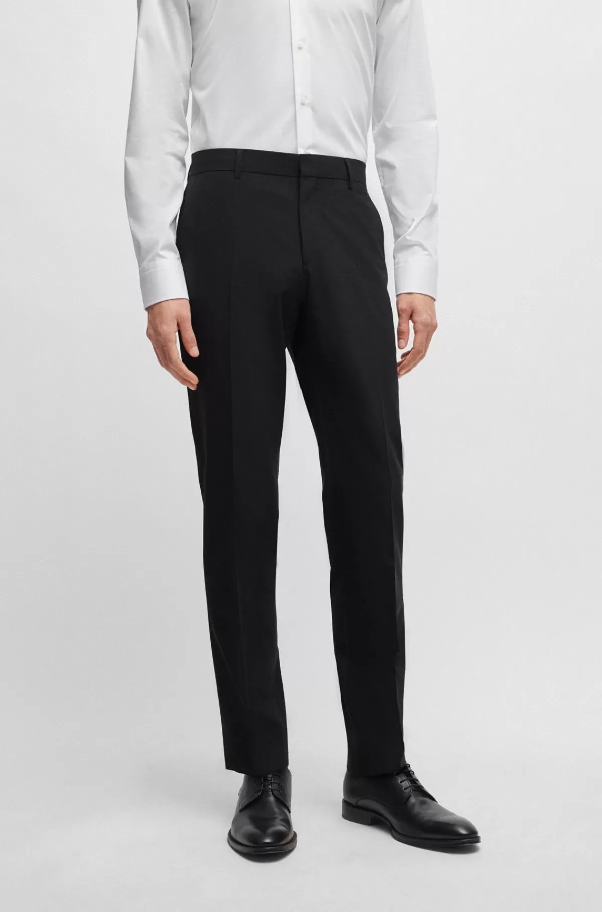 HUGO BOSS Slim Fit Bukser I Ny Uld Med Stræk Mørkegrå Clearance
