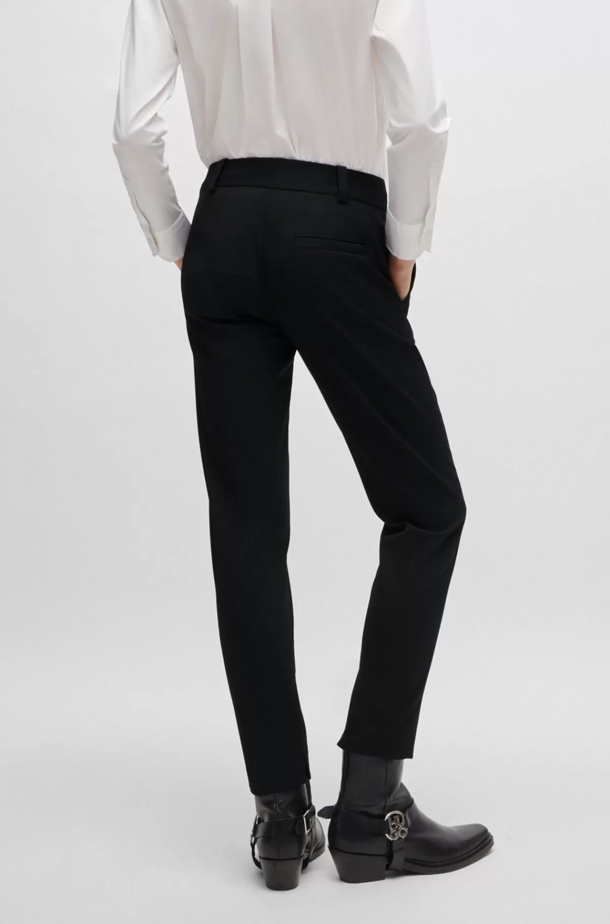 HUGO BOSS Slim Fit Bukser Med En Afkortet Længde Mørkeblå Shop