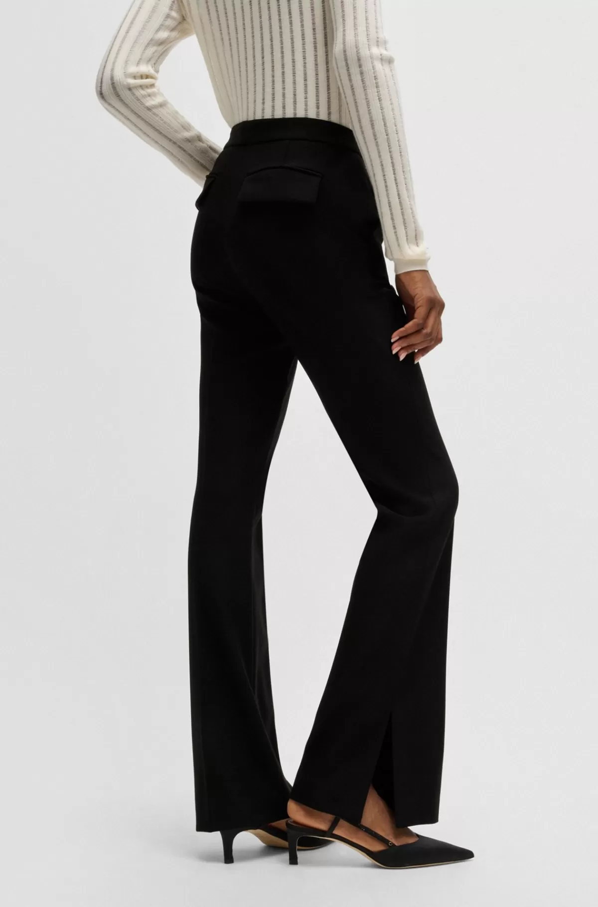 HUGO BOSS Slim Fit Højtaljede Bukser Med Svaj I Benene Sort Best