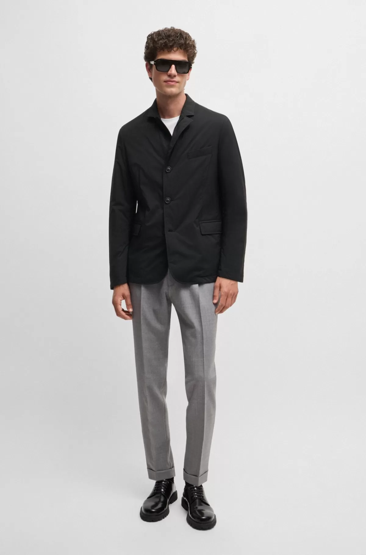 HUGO BOSS Slim Fit Jakke I Ripstopstof Med Performance-stræk Sort Best Sale