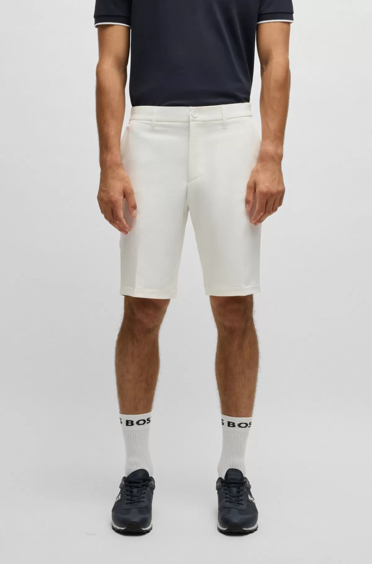 HUGO BOSS Slim Fit Shorts I Vandskyende Og Strygelet Stof Hvid Sale