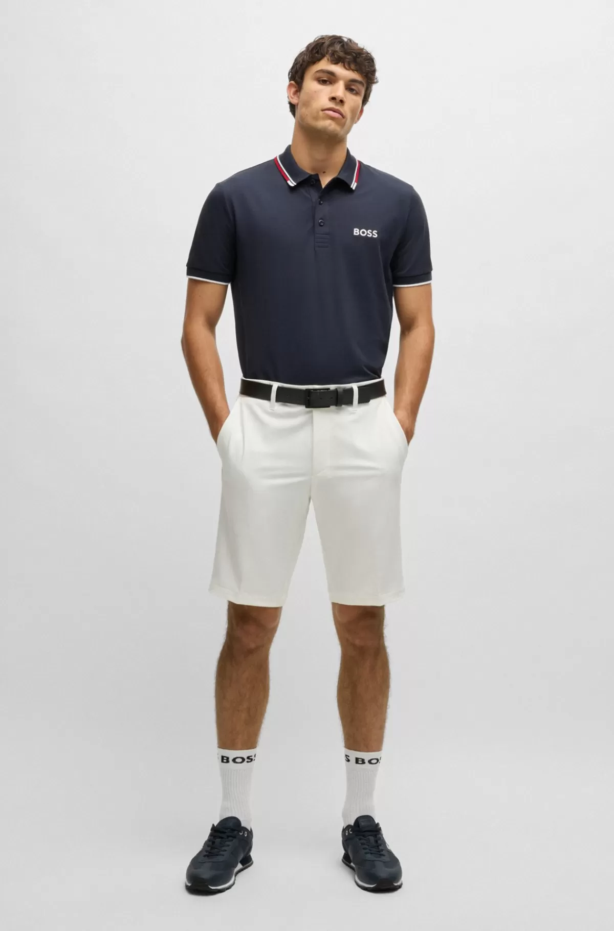 HUGO BOSS Slim Fit Shorts I Vandskyende Og Strygelet Stof Hvid Sale