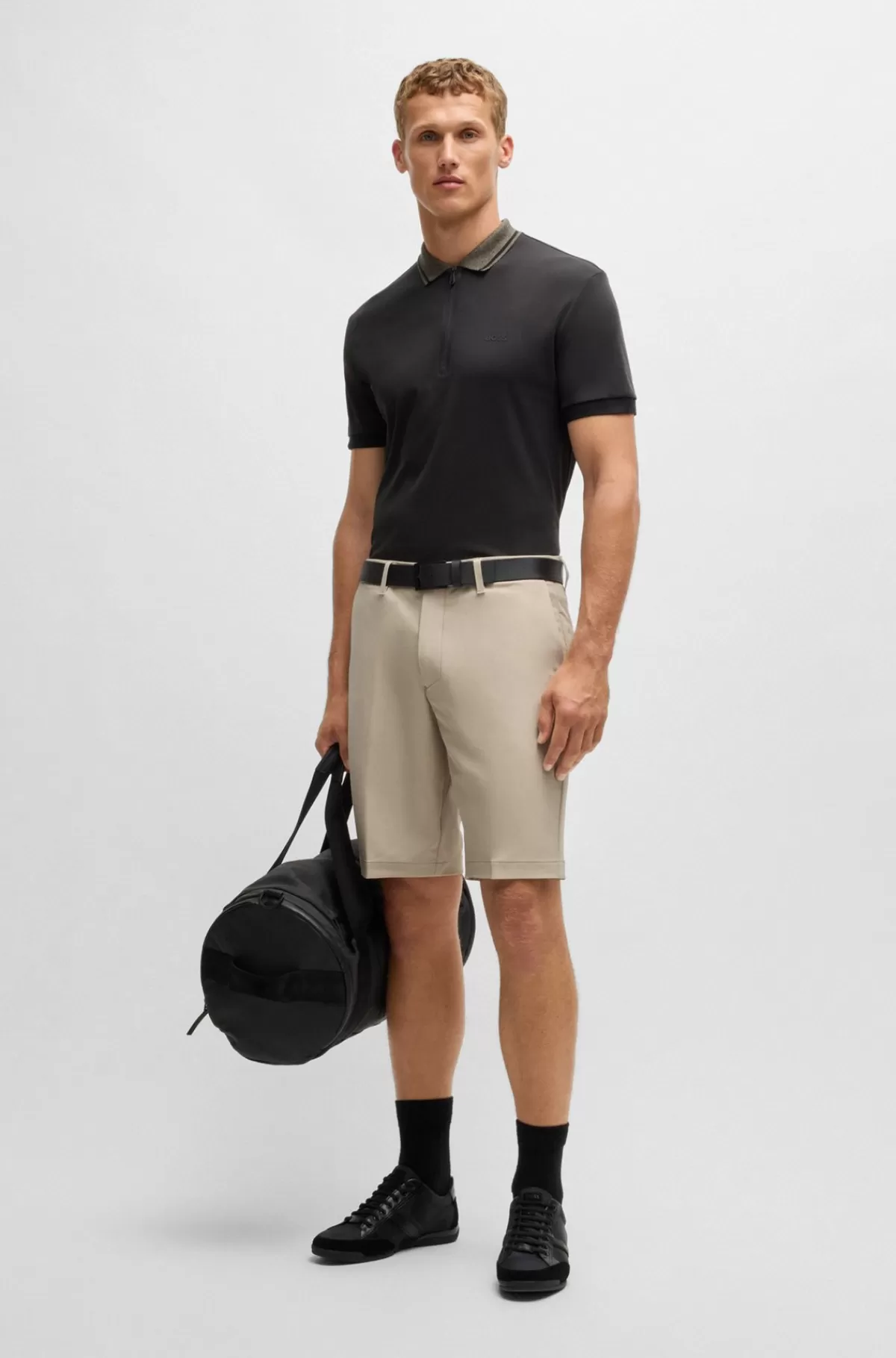 HUGO BOSS Slim Fit Shorts I Vandskyende Og Strygelet Stof Beige Outlet