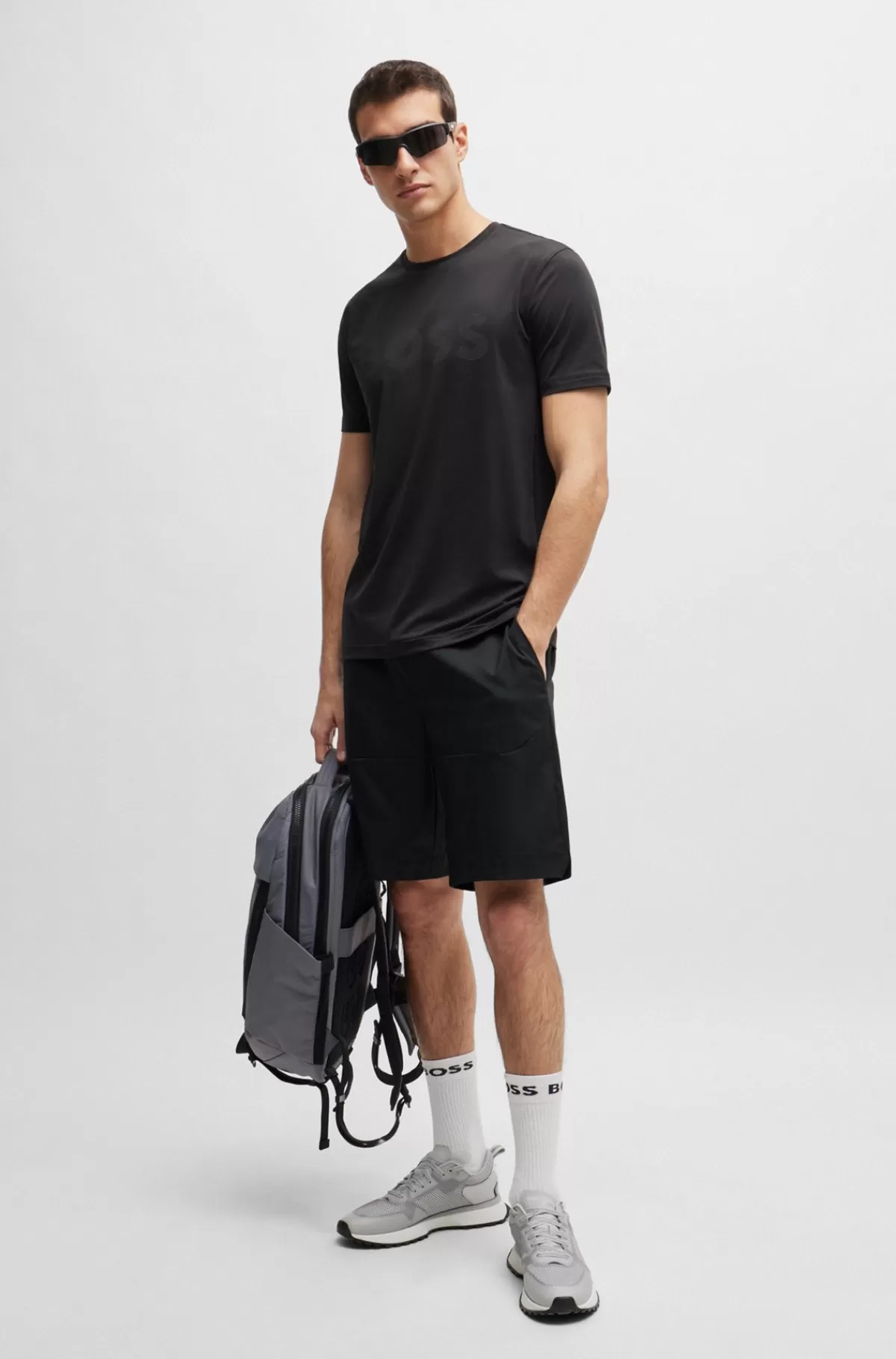 HUGO BOSS Slim Fit Shorts I Vandskyende Twill Sort Discount