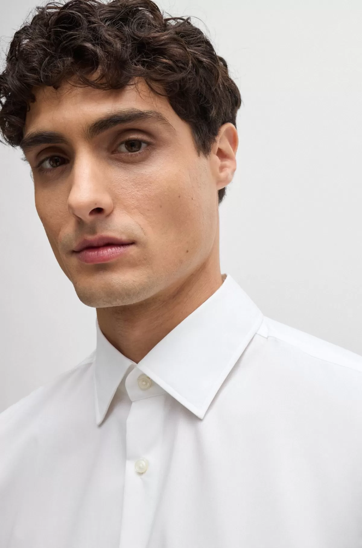 HUGO BOSS Slim Fit Skjorte I Strygelet Bomuldspoplin Med Stræk Hvid New
