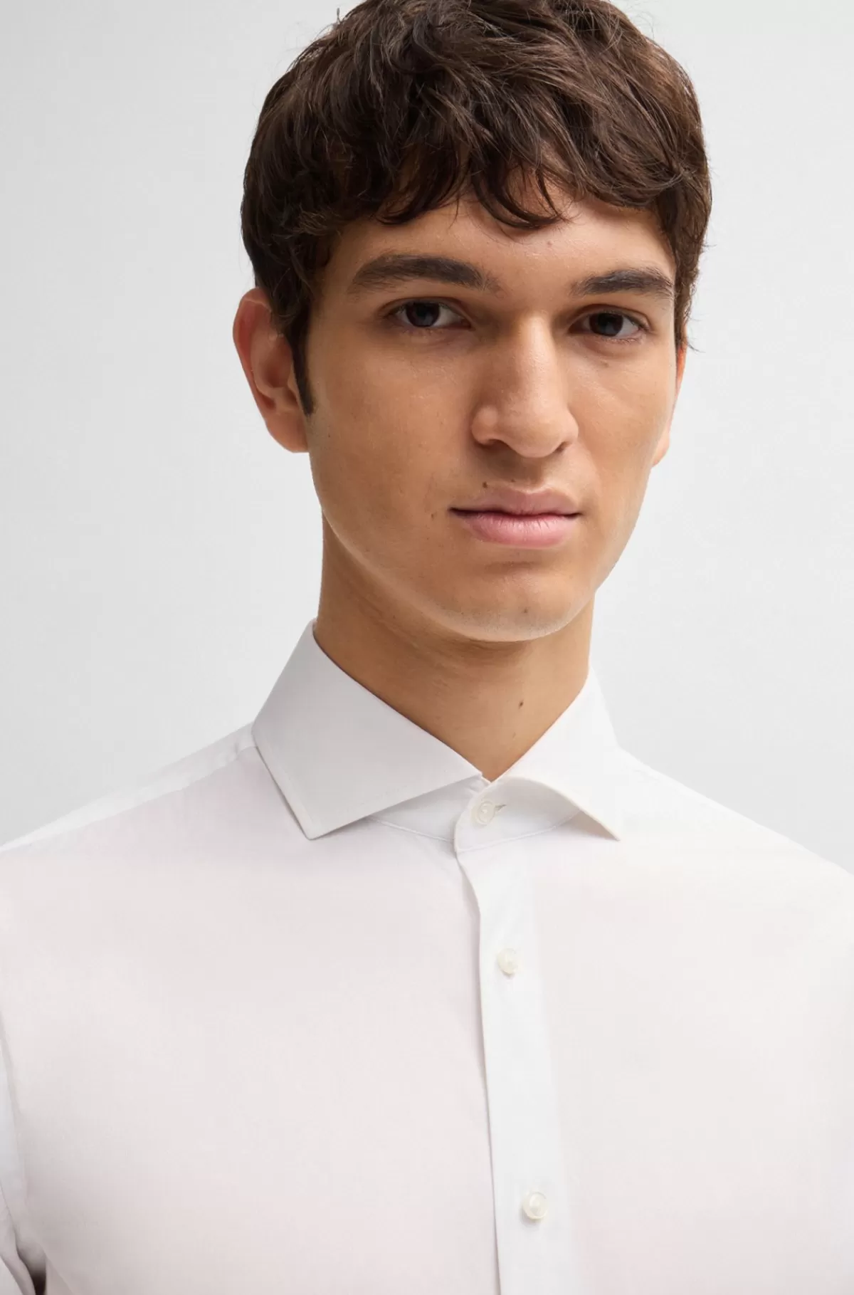 HUGO BOSS Slim Fit Strygelet Skjorte I Bomuldspoplin Hvid Sale