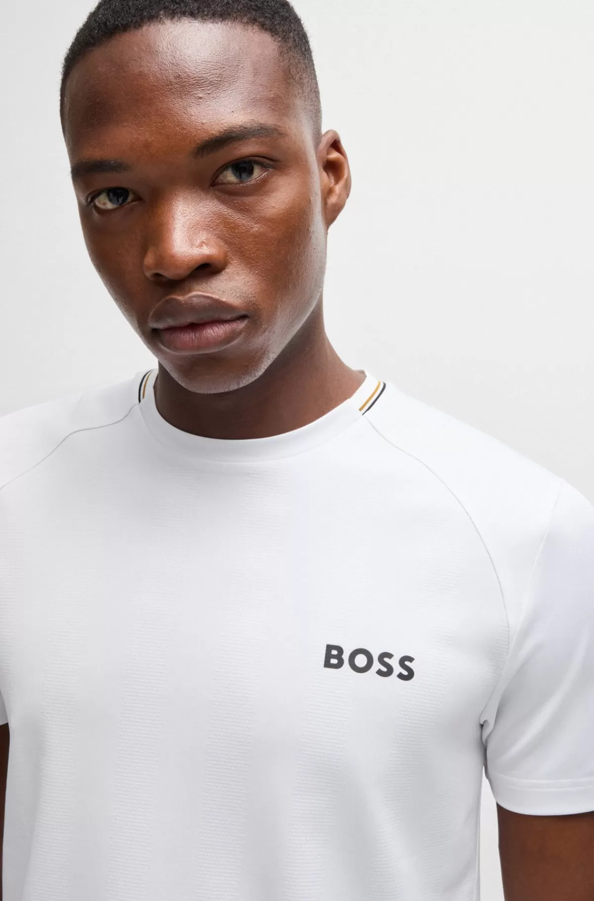 HUGO BOSS Slim Fit T-shirt Med Popcorn-stribet Stof Hvid Cheap
