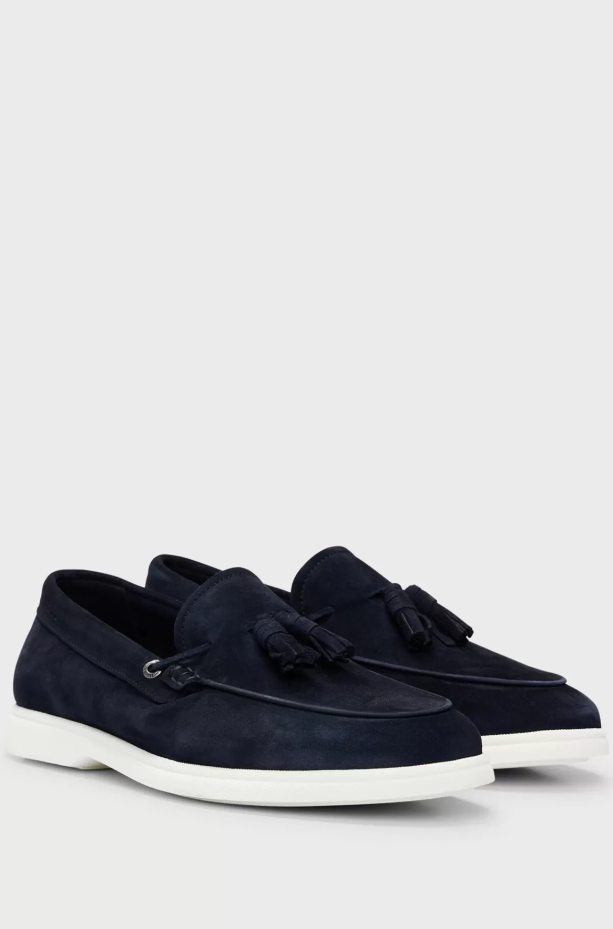 HUGO BOSS Slip-on Loafers I Ruskind Med Kvast På Kanten Mørkeblå Best Sale