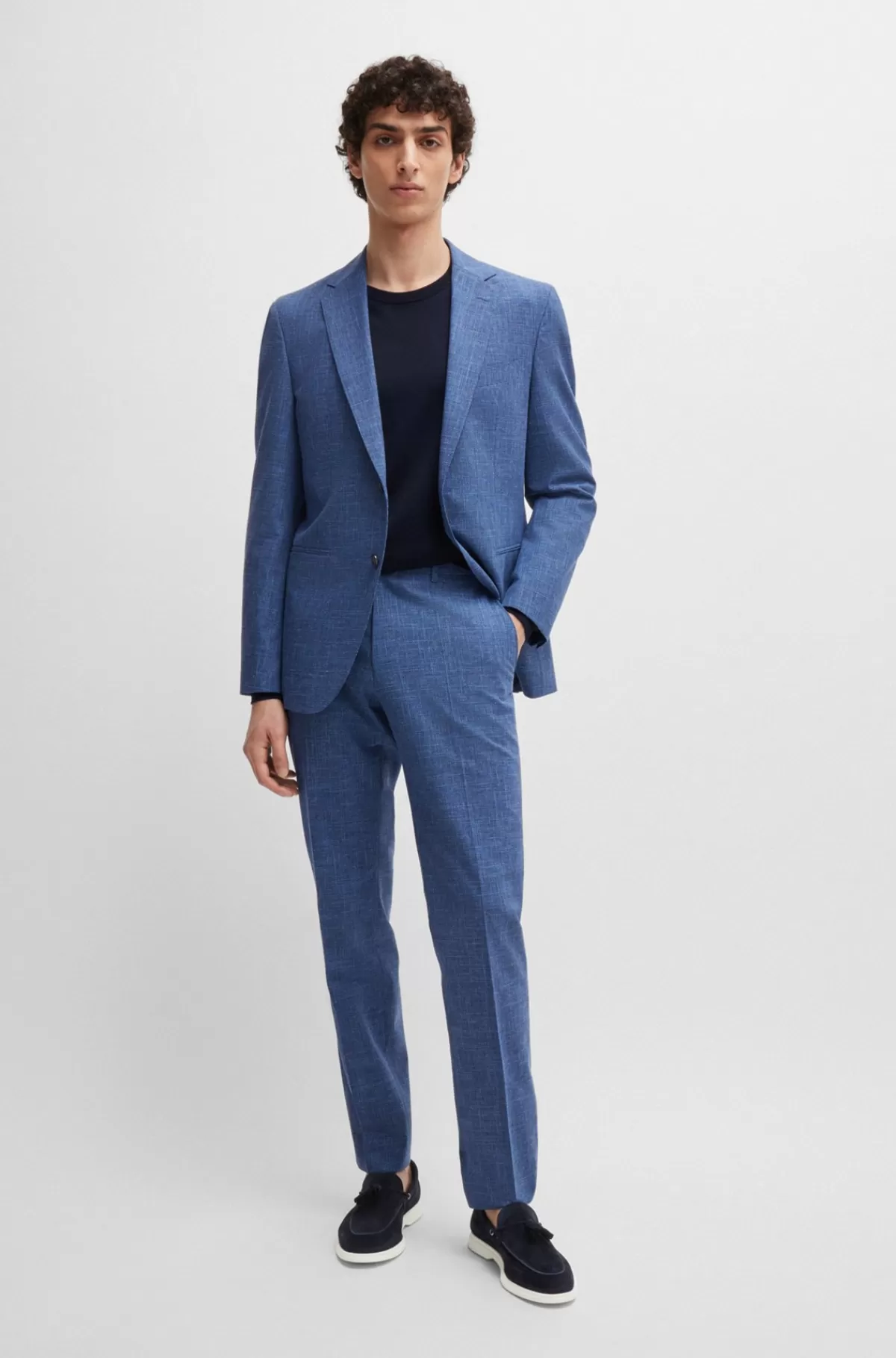 HUGO BOSS Slip-on Loafers I Ruskind Med Kvast På Kanten Mørkeblå Best Sale