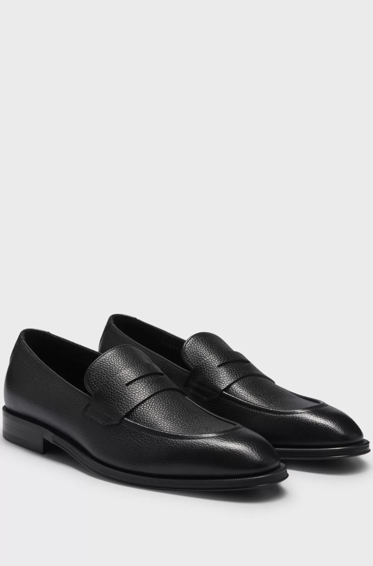 HUGO BOSS Slip-on-loafers I Narvlæder Med Kantsyet Overlæder Sort Cheap