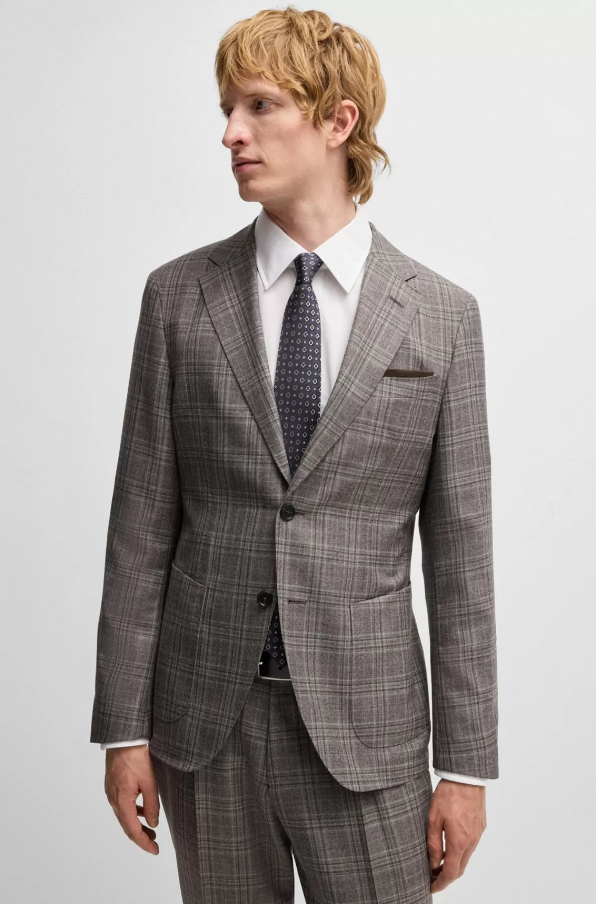 HUGO BOSS Slips Med Mønster I Italiensk Silke-jacquard Grøn Outlet