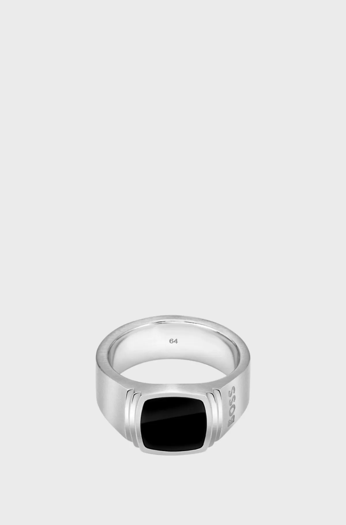 HUGO BOSS farvet Ring Med Sort Indsats Sølv Best Sale