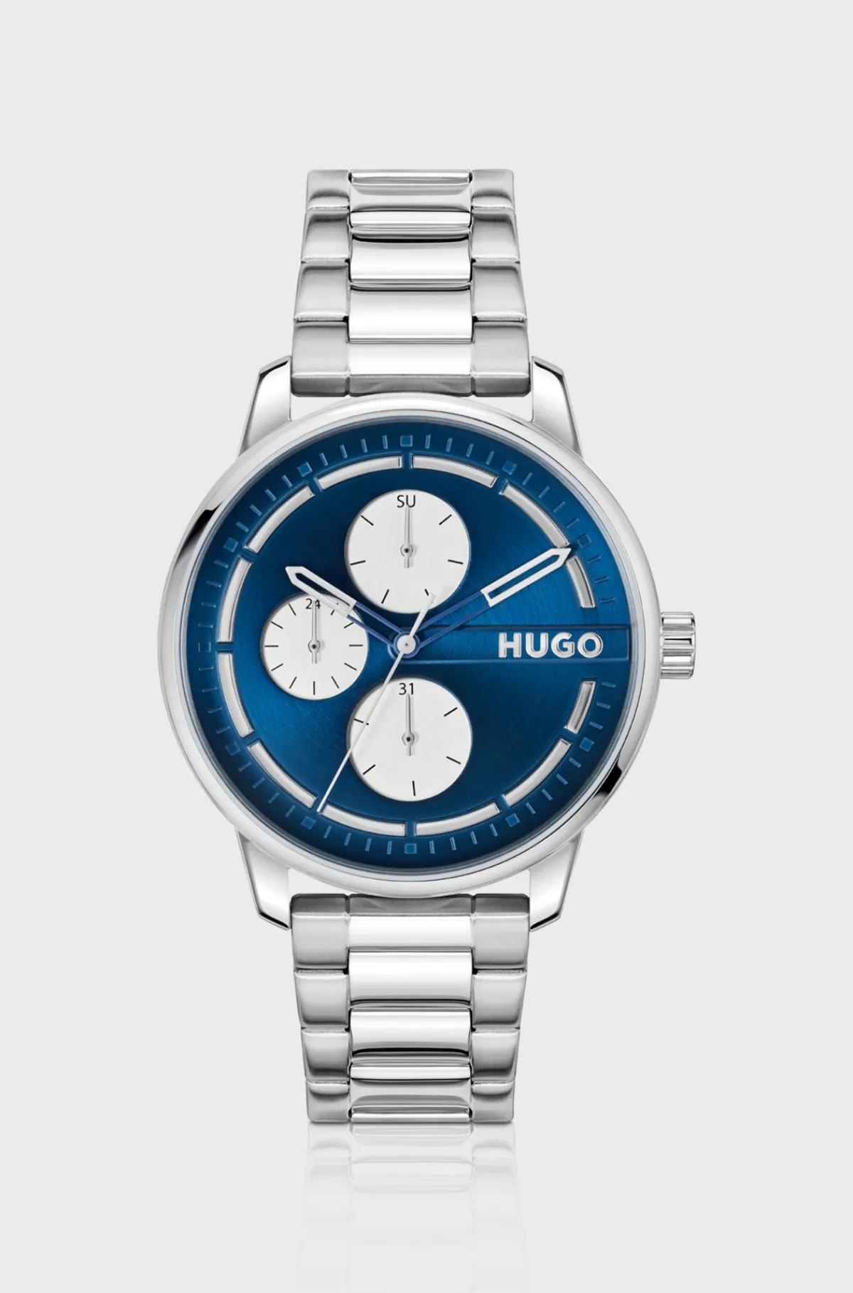 HUGO BOSS farvet Ur Med Blå Urskive Sølv Best Sale