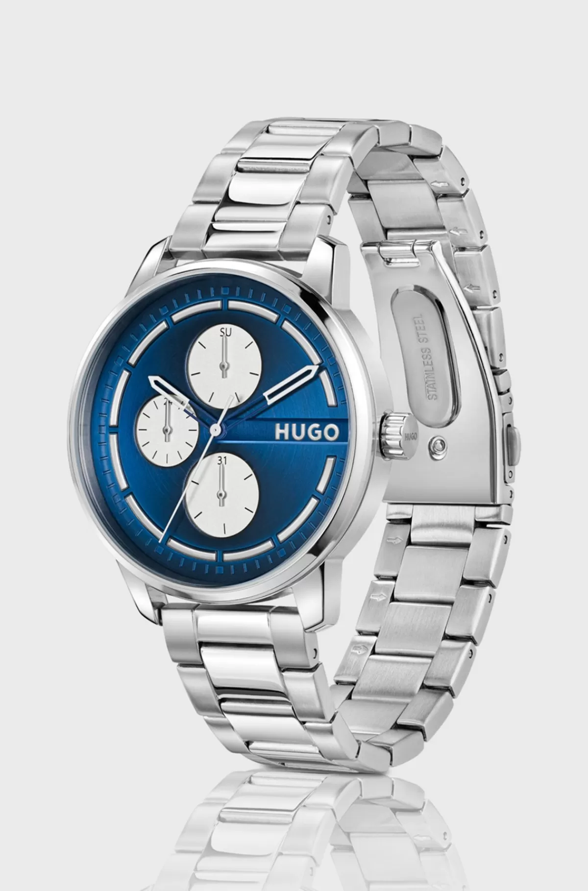 HUGO BOSS farvet Ur Med Blå Urskive Sølv Best Sale