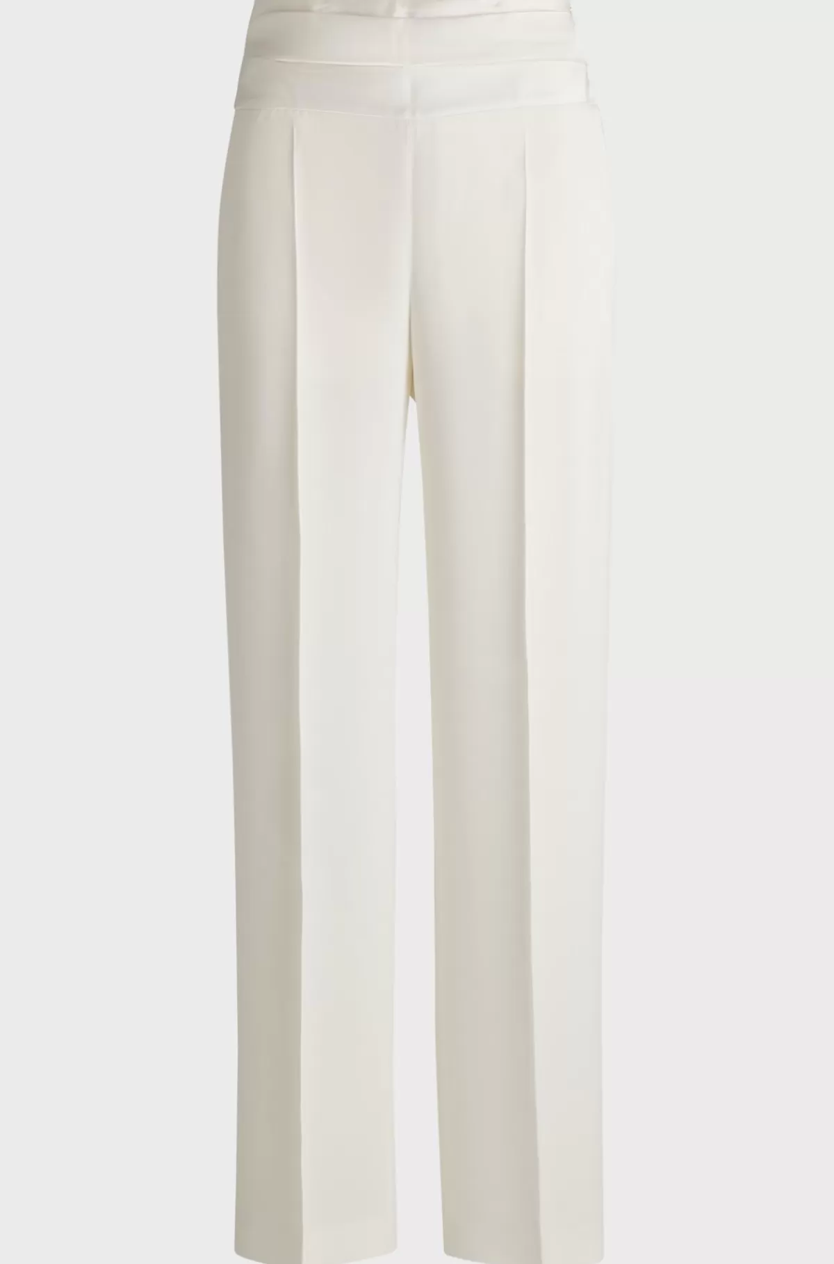 HUGO BOSS Smokingbukser Med Lige Ben Og Detalje I Linningen Hvid Fashion