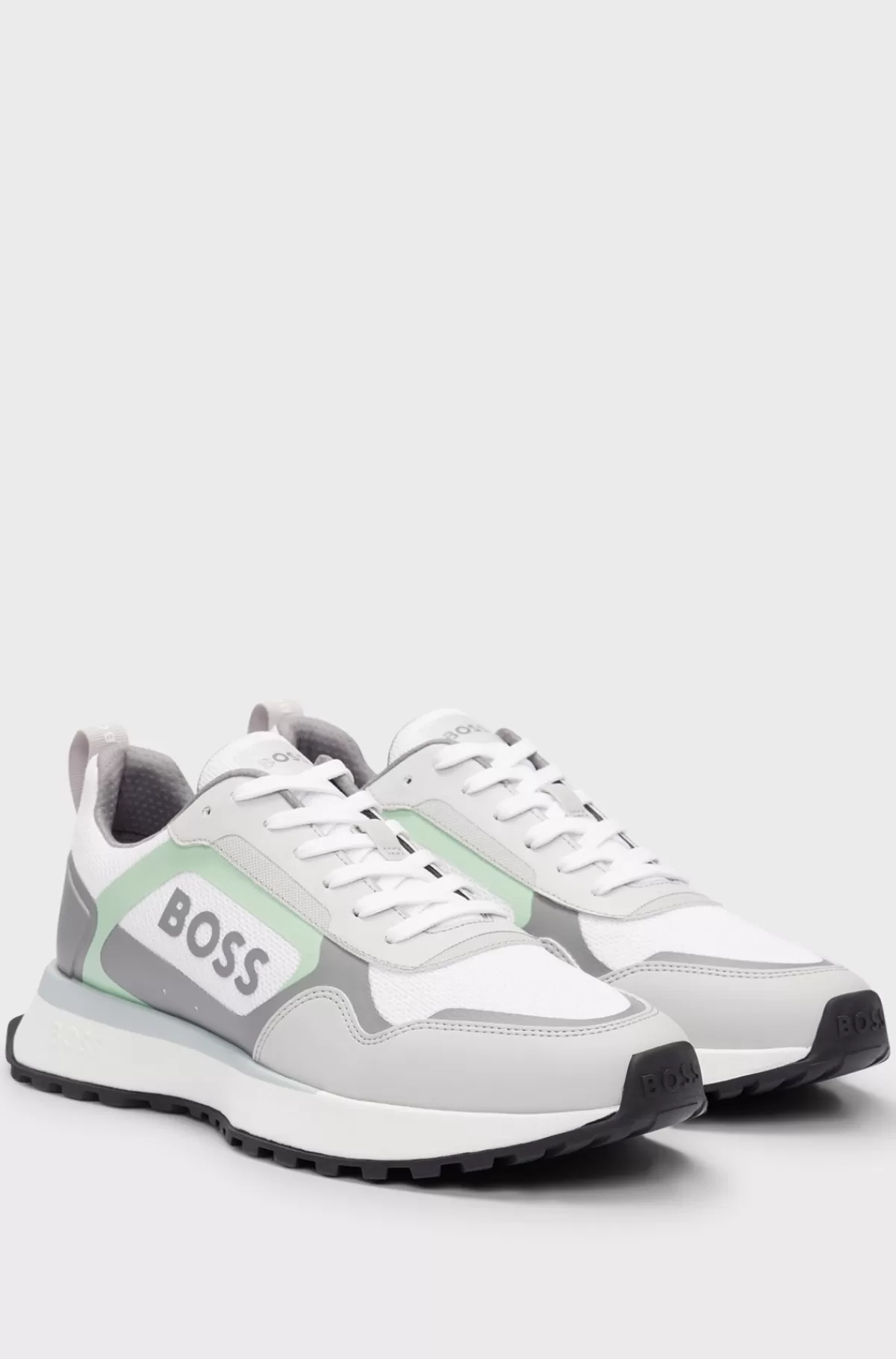 HUGO BOSS Sneakers I Blandede Materialer Med Imiteret Læder Og Snørebånd Hvid Best
