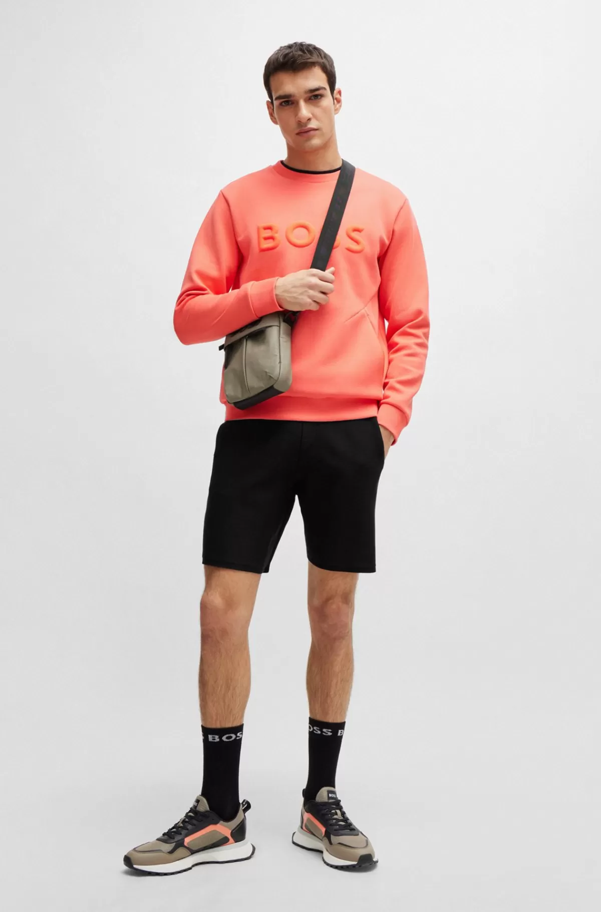 HUGO BOSS Sneakers I Blandede Materialer Med Imiteret Læder Og Snørebånd Beige Online