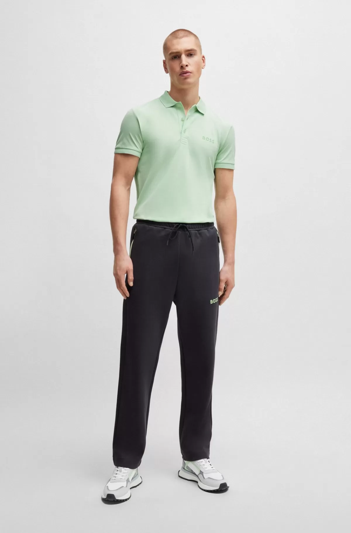 HUGO BOSS Sneakers I Blandede Materialer Med Imiteret Læder Og Snørebånd Hvid Best
