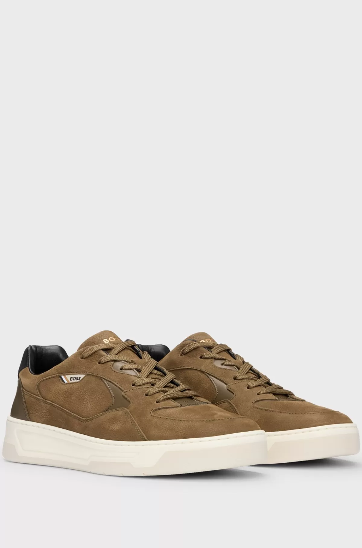 HUGO BOSS Sneakers I Blandede Materialer Med Ruskind Og Læder Grøn Online