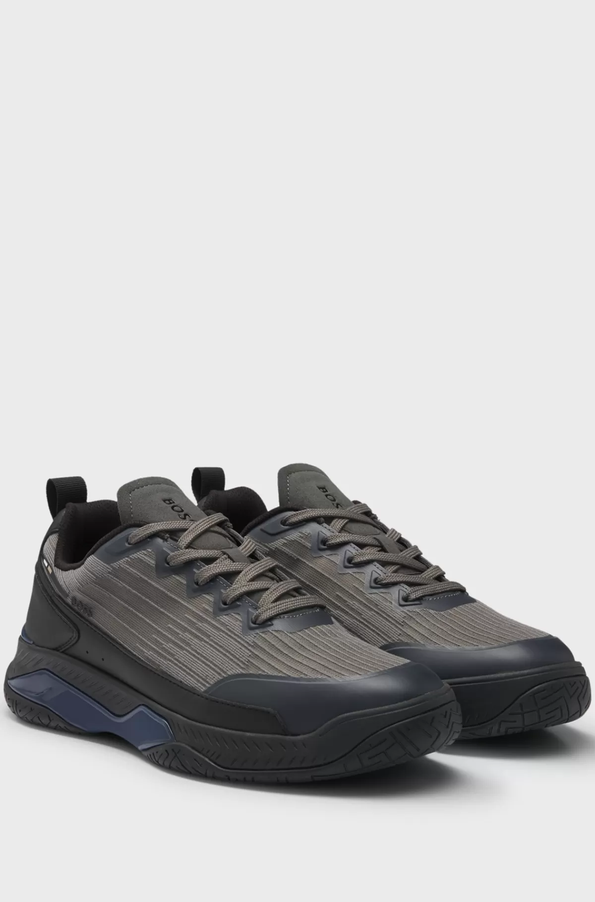 HUGO BOSS Sneakers I Blandede Materialer Med Skridsikker Sål Mørkegrå Fashion