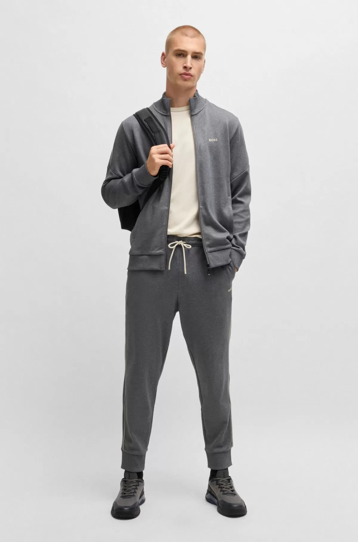 HUGO BOSS Sneakers I Blandede Materialer Med Skridsikker Sål Mørkegrå Fashion