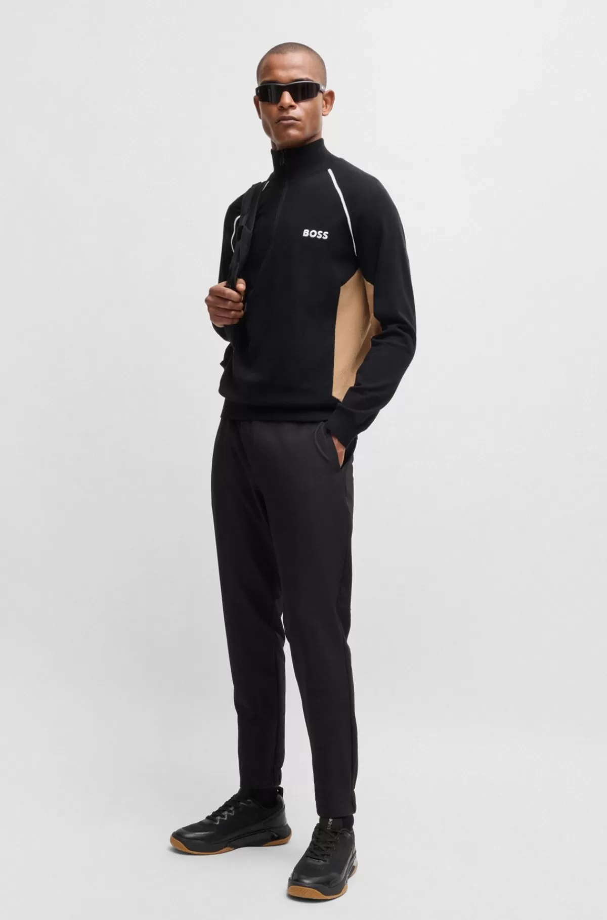 HUGO BOSS Sneakers I Blandede Materialer Med Skridsikker Sål Sort Outlet