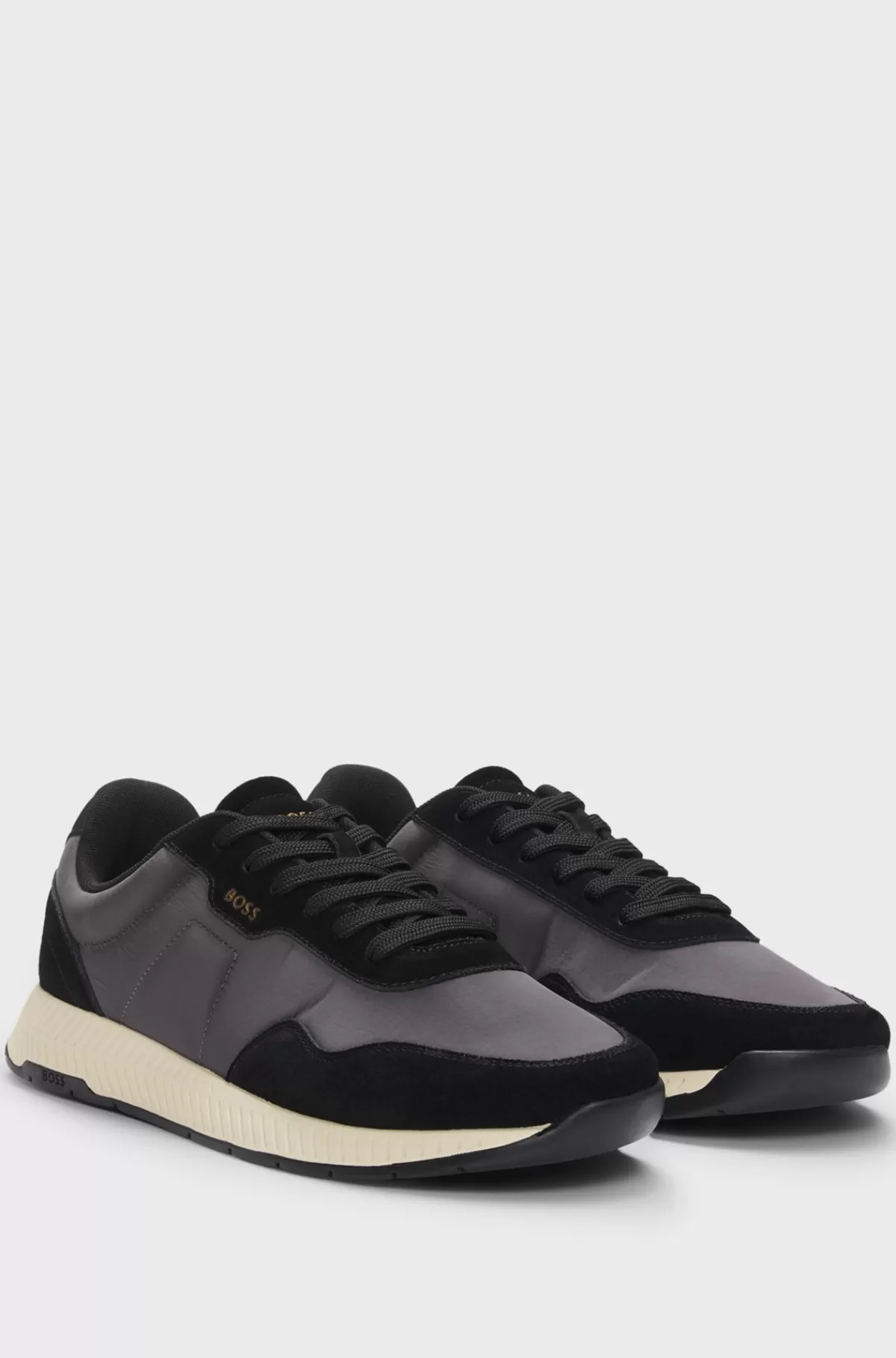 HUGO BOSS Sneakers I Blandet Materiale Med Ruskindsdetaljer Mørkegrå Fashion