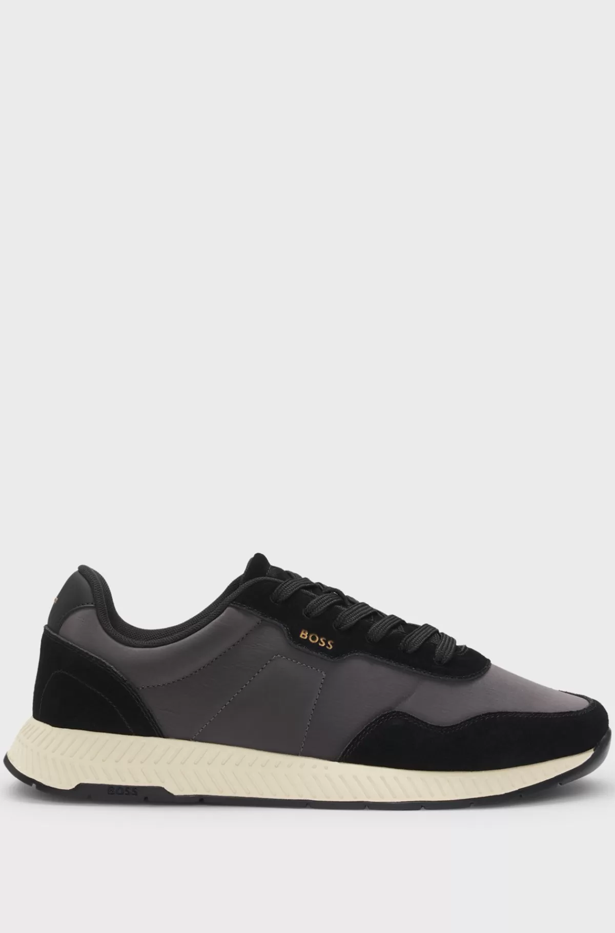 HUGO BOSS Sneakers I Blandet Materiale Med Ruskindsdetaljer Mørkegrå Fashion