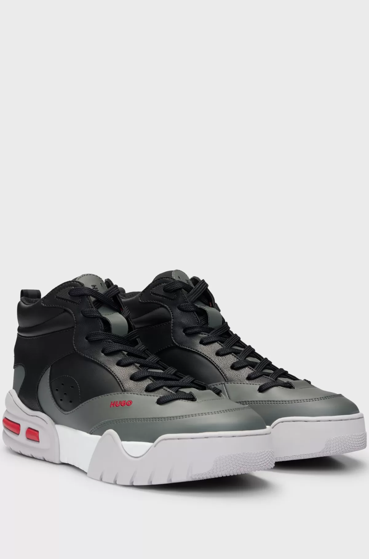 HUGO BOSS Sneakers I Imiteret Læder Og Mesh Med Højt Skaft Mørkegrå Hot