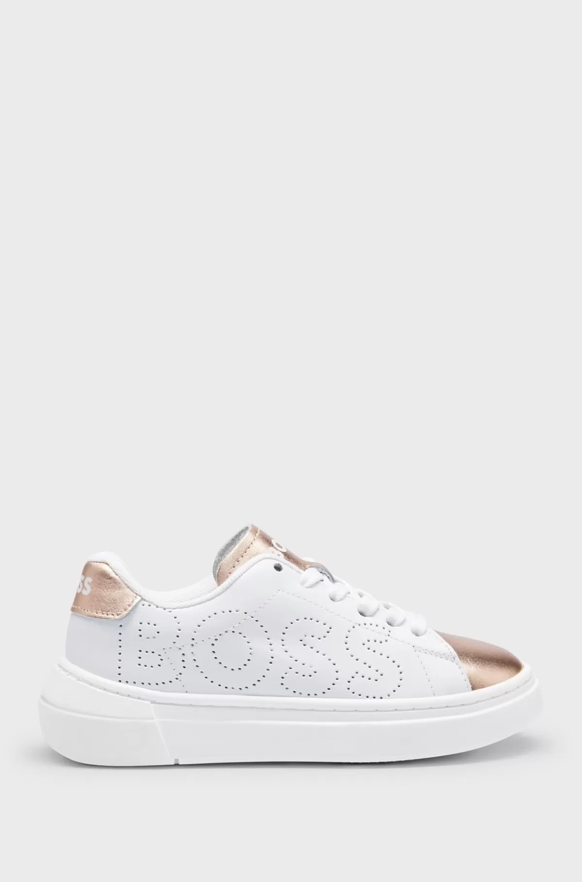 HUGO BOSS Sneakers I Læder Til Børn Med Perforeret Logo Hvid Sale